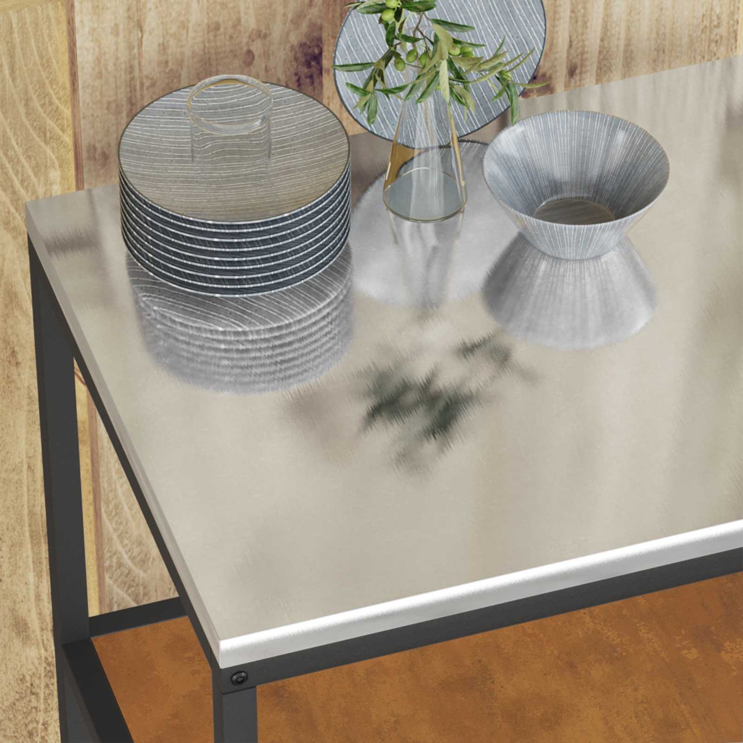 Kitchen Shelving Unit HATTEM Rusty 90 x 50 x 92 cm Steel