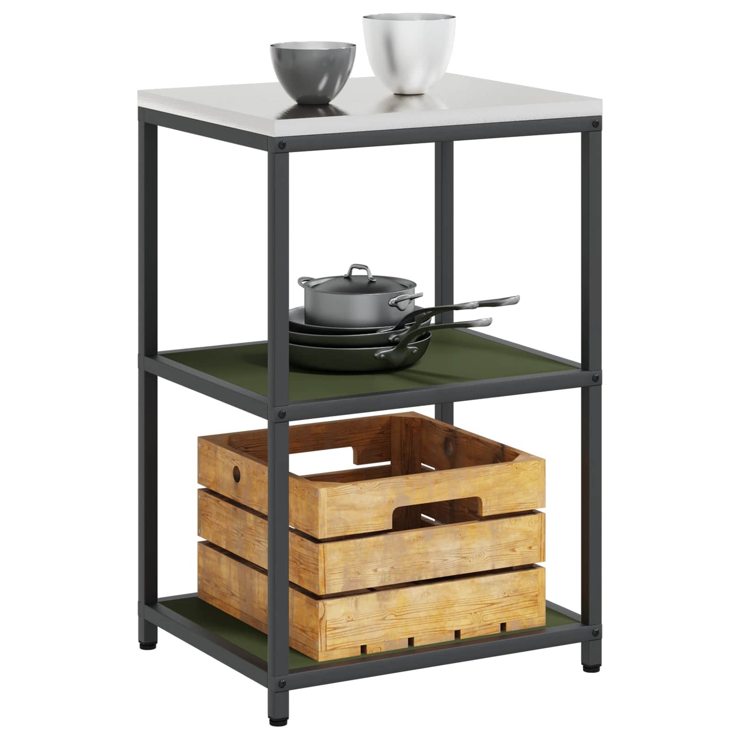 Kitchen Storage with Shelf Olive Green 60 x 50 x 92 cm Steel