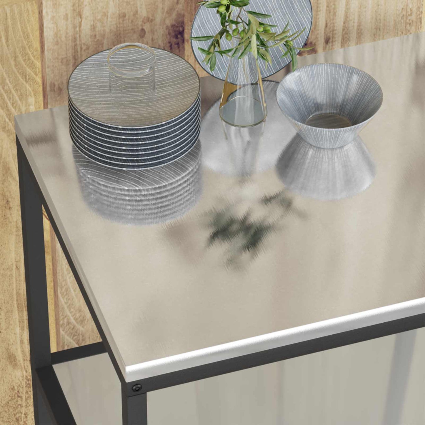 Kitchen Storage with Shelf Silver 60 x 50 x 92 cm Steel