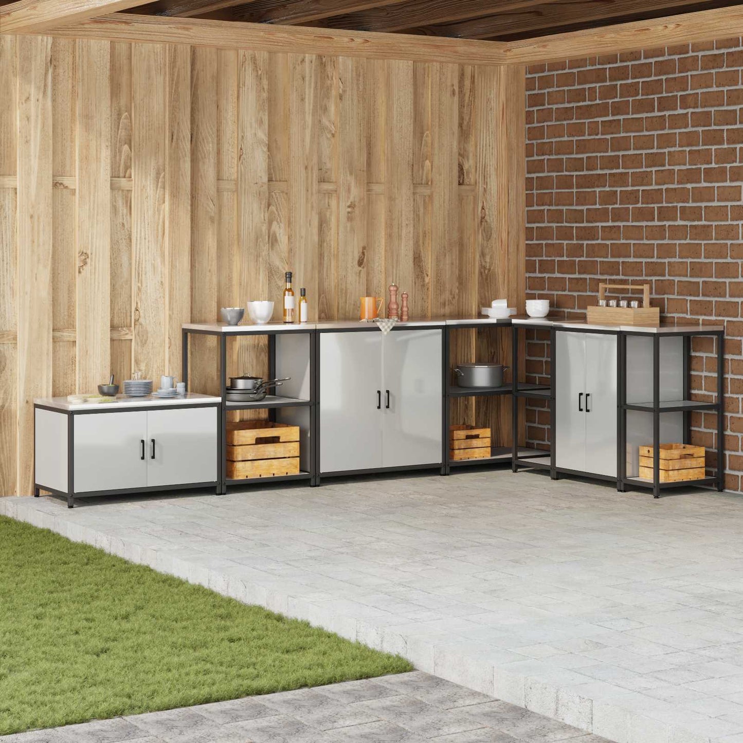 Kitchen Storage with Shelf Silver 60 x 50 x 92 cm Steel