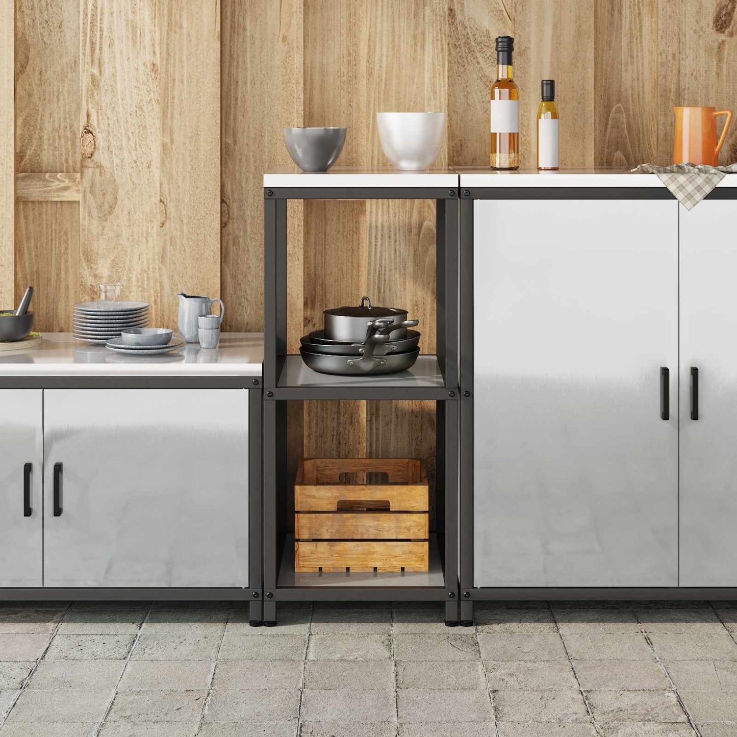 Kitchen Storage HATTEM Silver 40 x 50 x 92 cm Steel