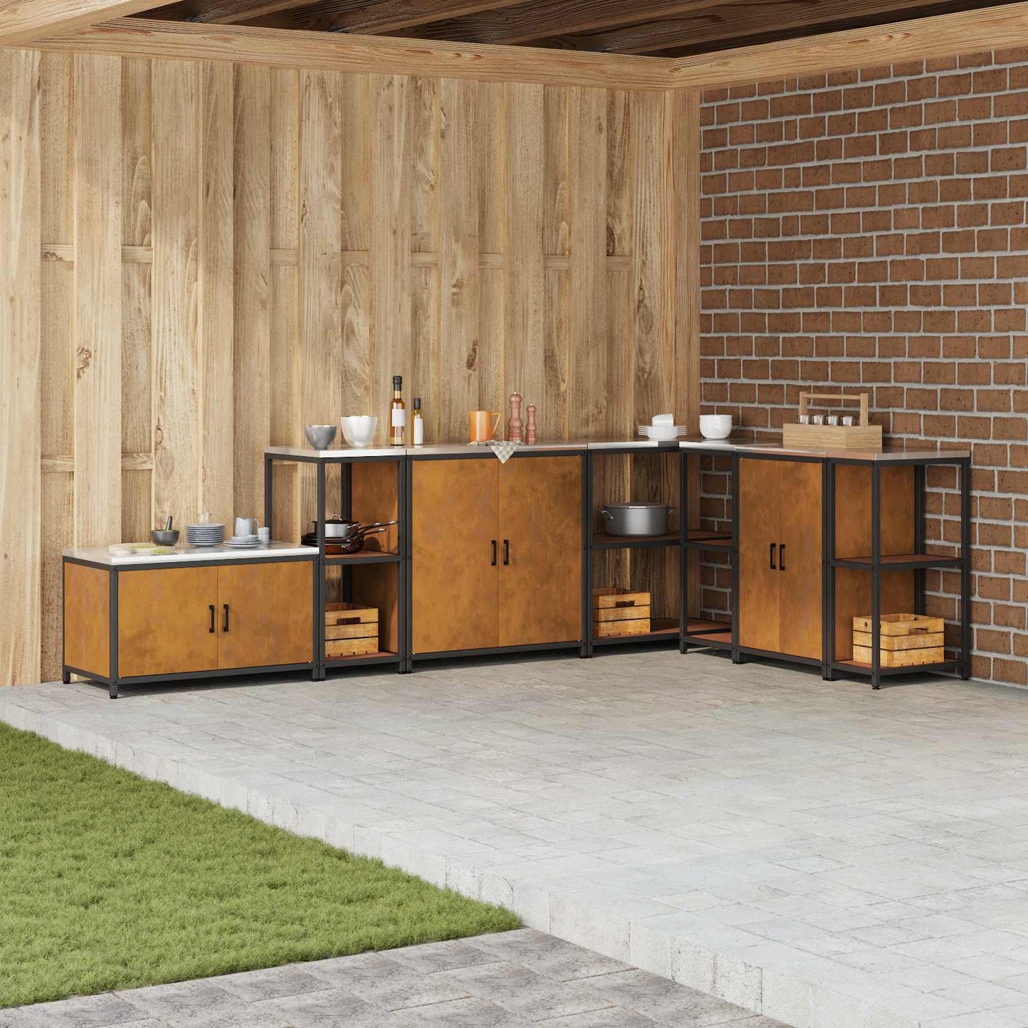 Kitchen Storage HATTEM Rusty 40 x 50 x 92 cm Steel