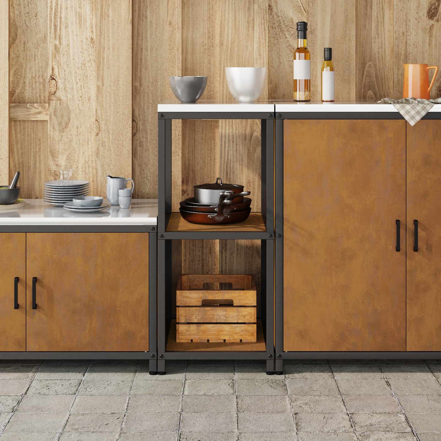 Kitchen Storage HATTEM Rusty 40 x 50 x 92 cm Steel