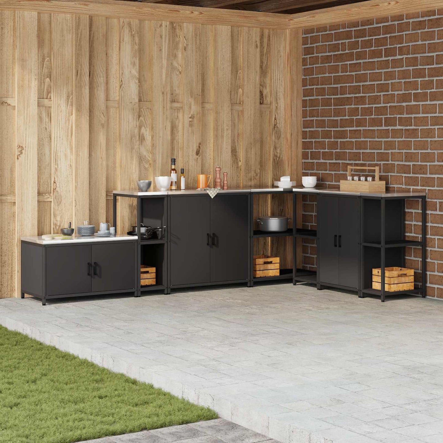 Kitchen Storage HATTEM Black 30 x 50 x 92 cm Steel