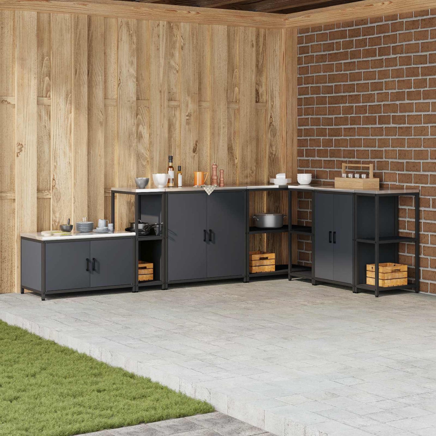 Kitchen Storage with Shelf Anthracite 30 x 50 x 92 cm Steel