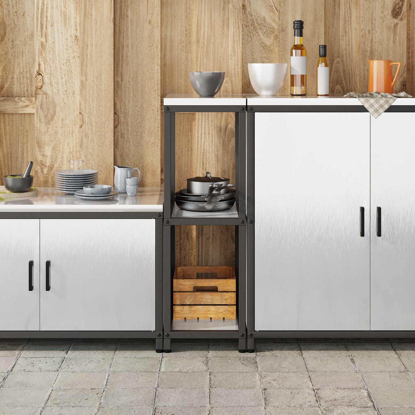 Kitchen Storage with Shelf Silver 30 x 50 x 92 cm Steel