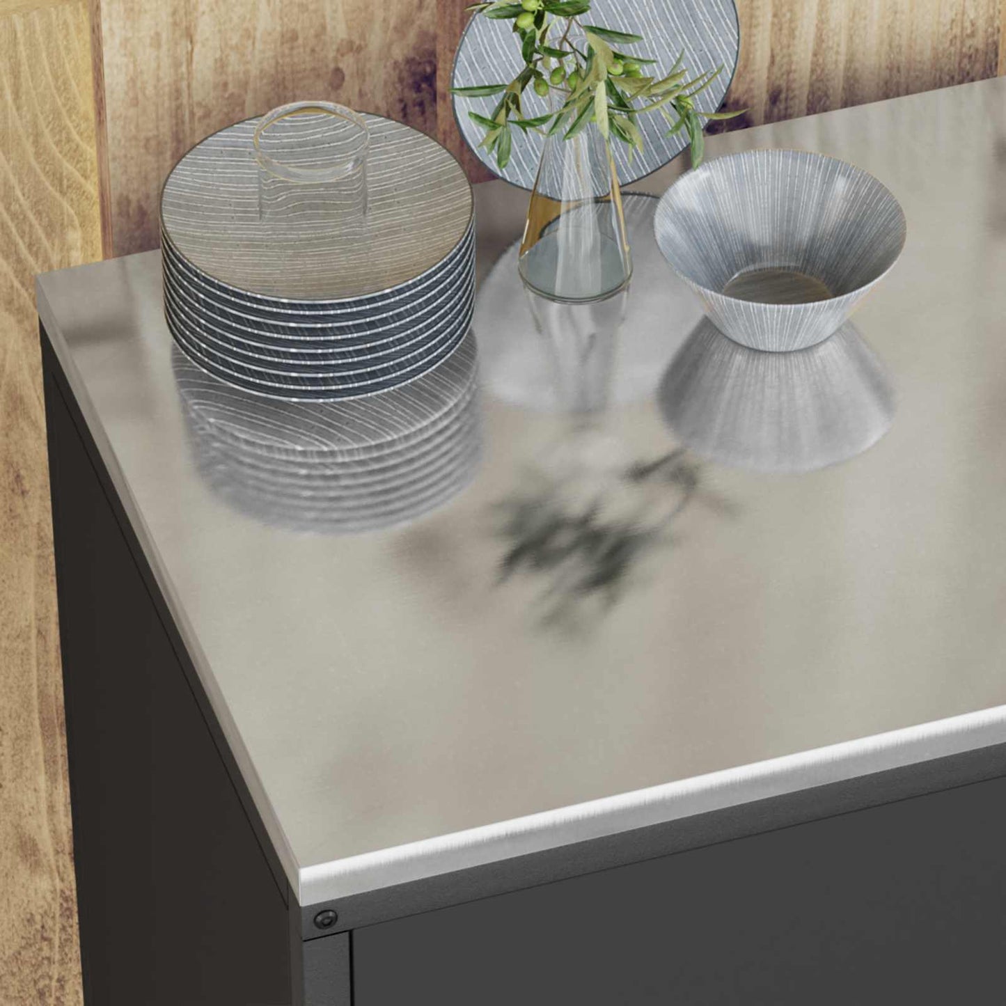 Kitchen Storage HATTEM Black 90 x 50 x 92 cm Steel