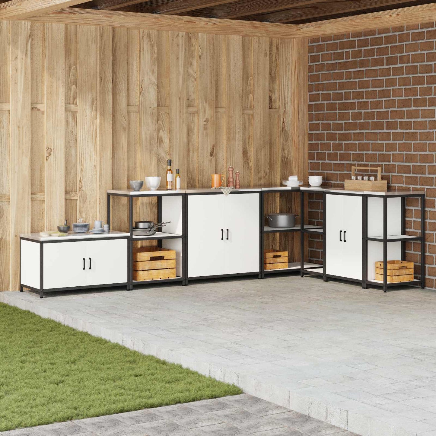 Kitchen Storage HATTEM White 90 x 50 x 92 cm Steel