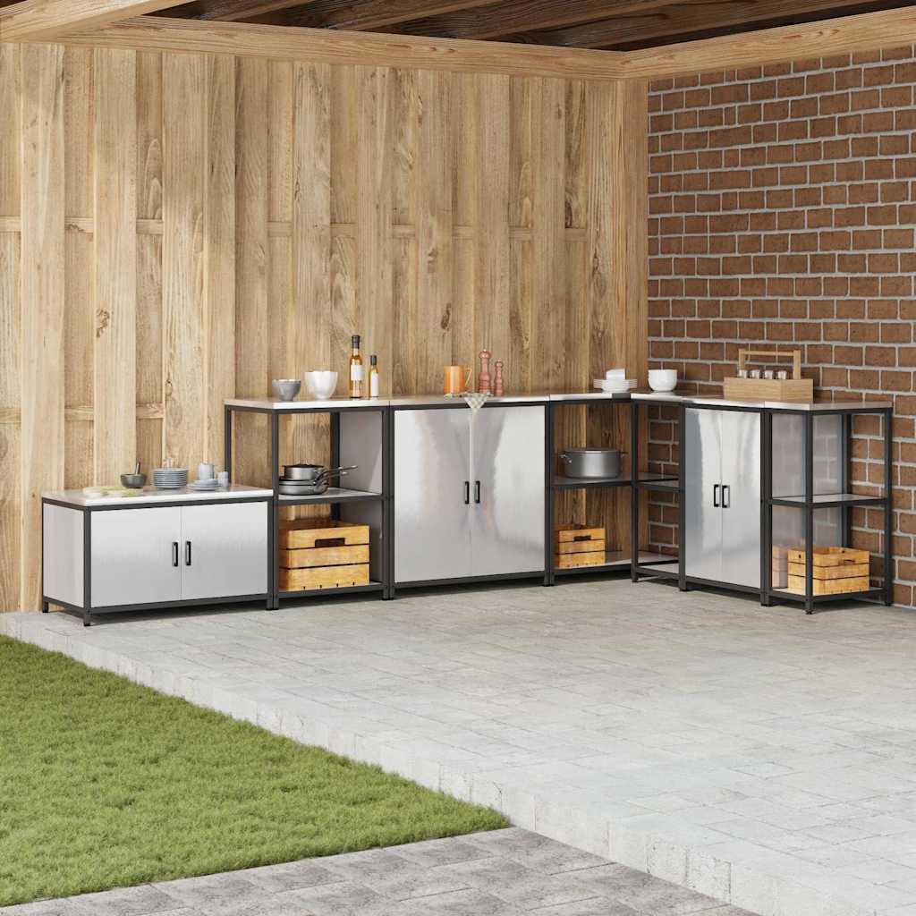 Kitchen Storage with Shelf Silver 90 x 50 x 92 cm Steel
