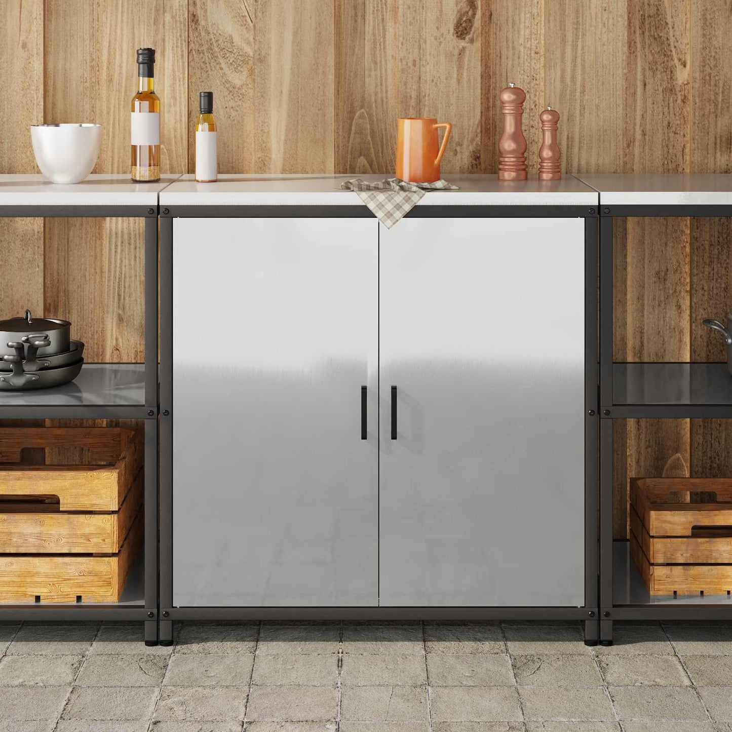 Kitchen Storage HATTEM Silver 90 x 50 x 92 cm Steel