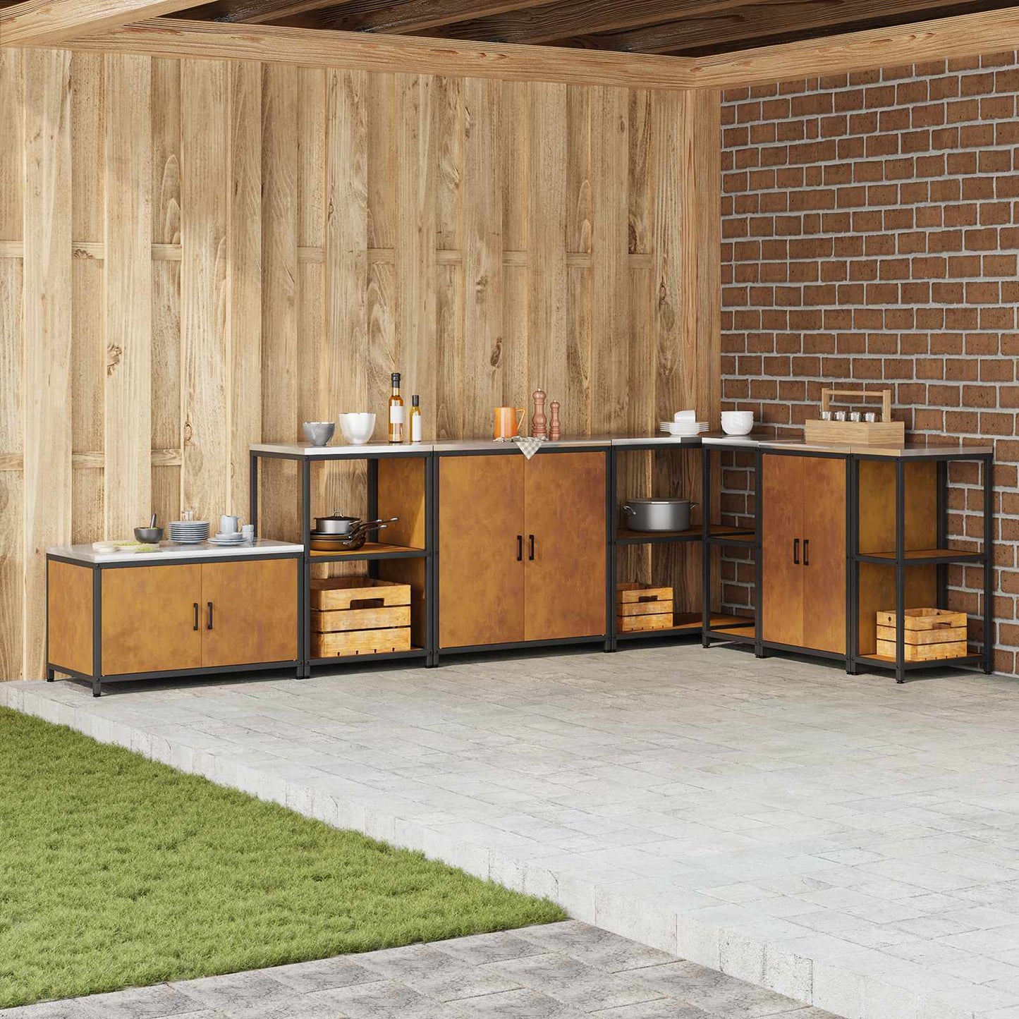 Kitchen Storage with Shelf Rusty 90 x 50 x 92 cm Steel