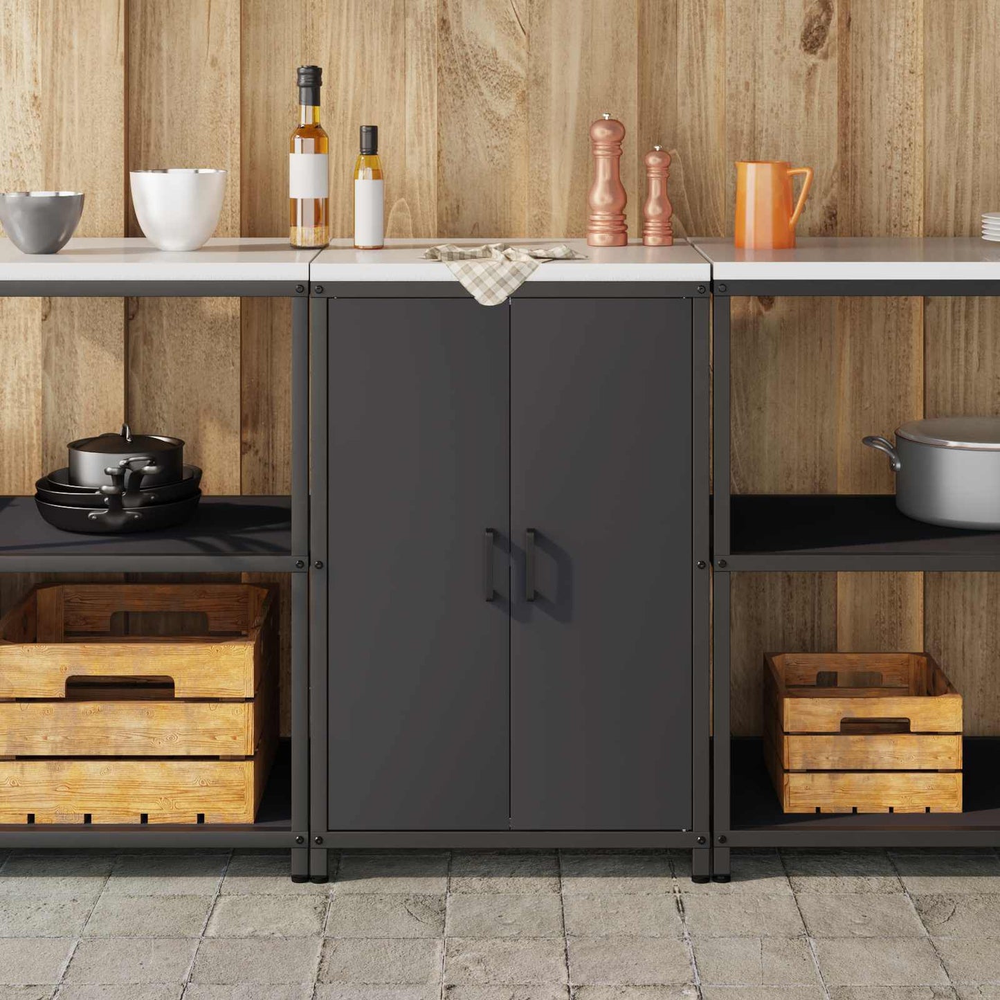 Kitchen Storage HATTEM Black 60 x 50 x 92 cm Steel