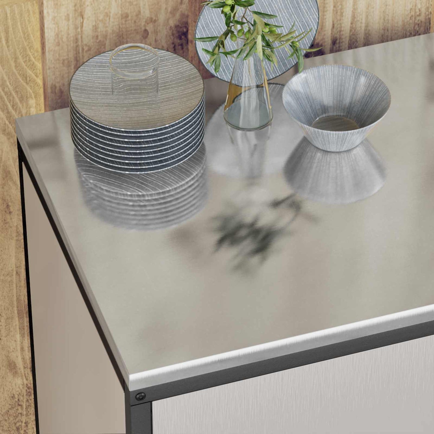 Kitchen Storage with Shelf Silver 60 x 50 x 92 cm Steel