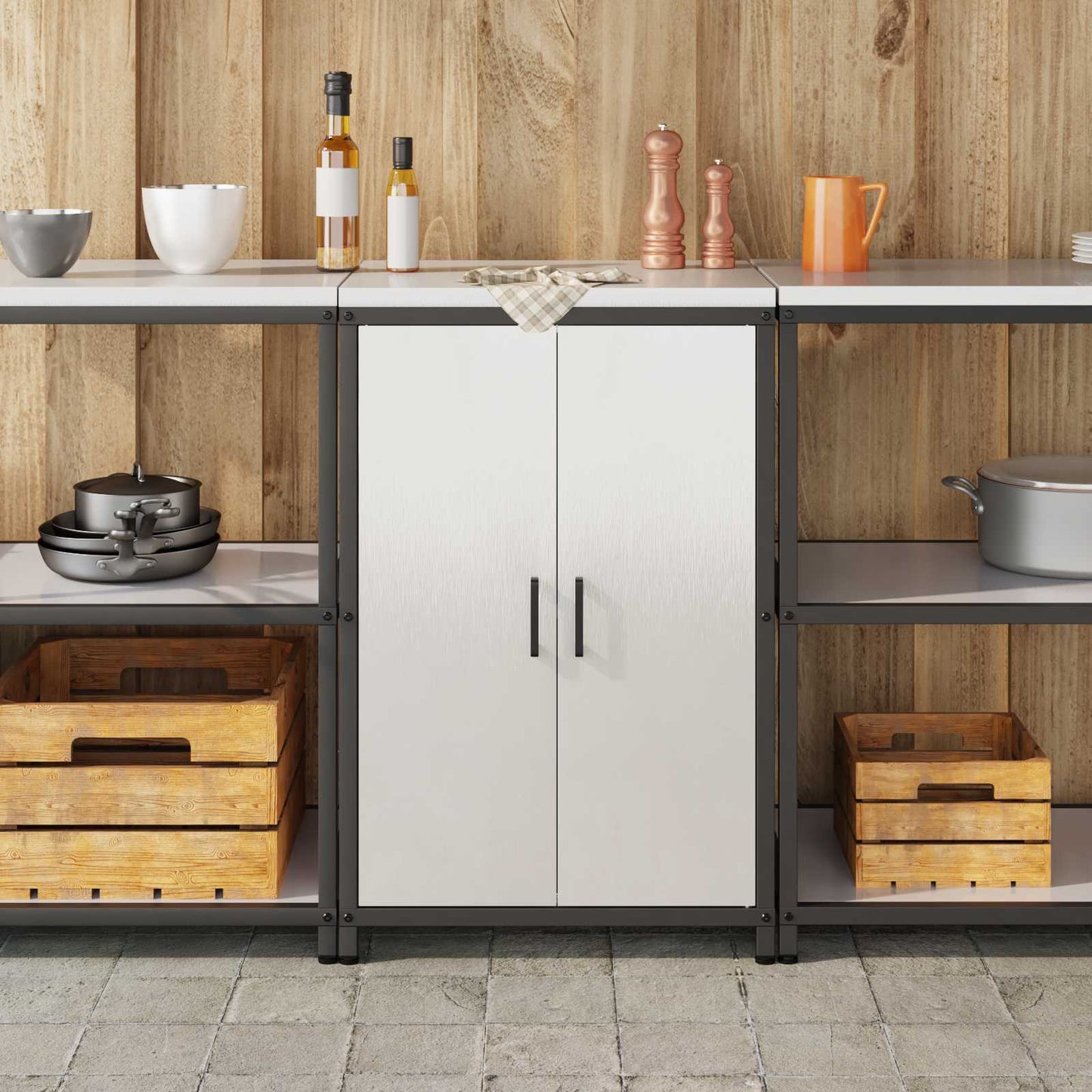 Kitchen Storage HATTEM Silver 60 x 50 x 92 cm Steel