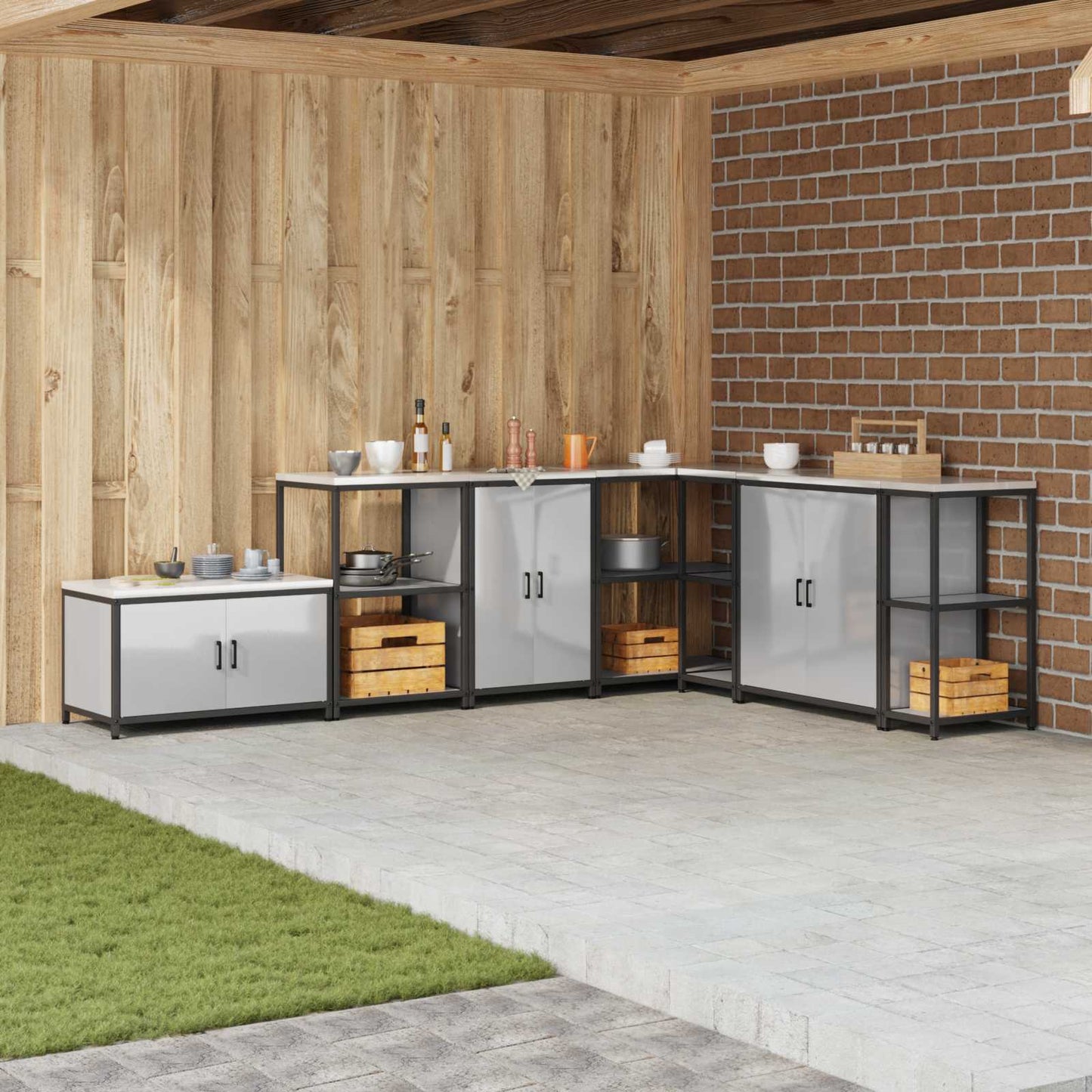 Kitchen Storage HATTEM Silver 60 x 50 x 92 cm Steel