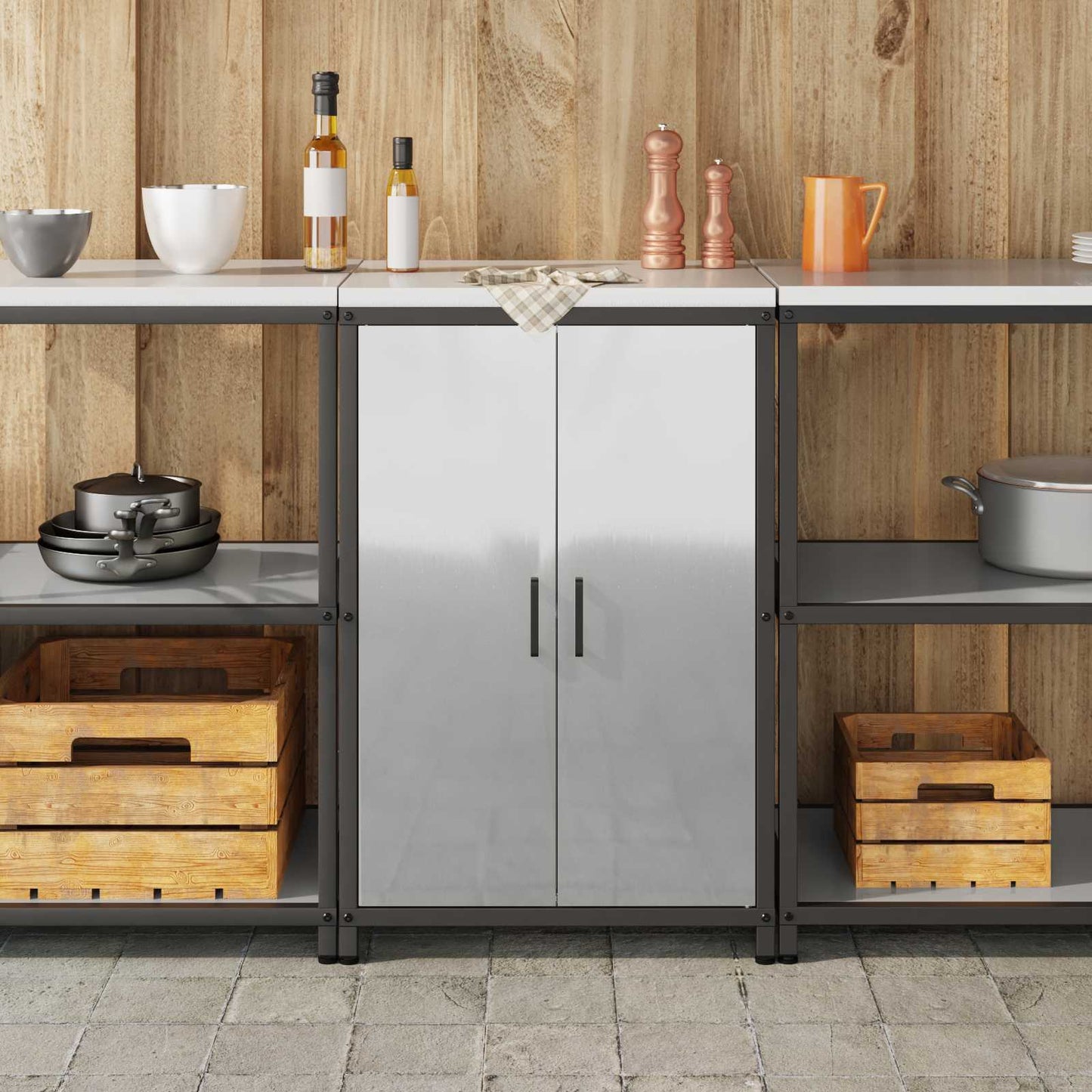 Kitchen Storage HATTEM Silver 60 x 50 x 92 cm Steel