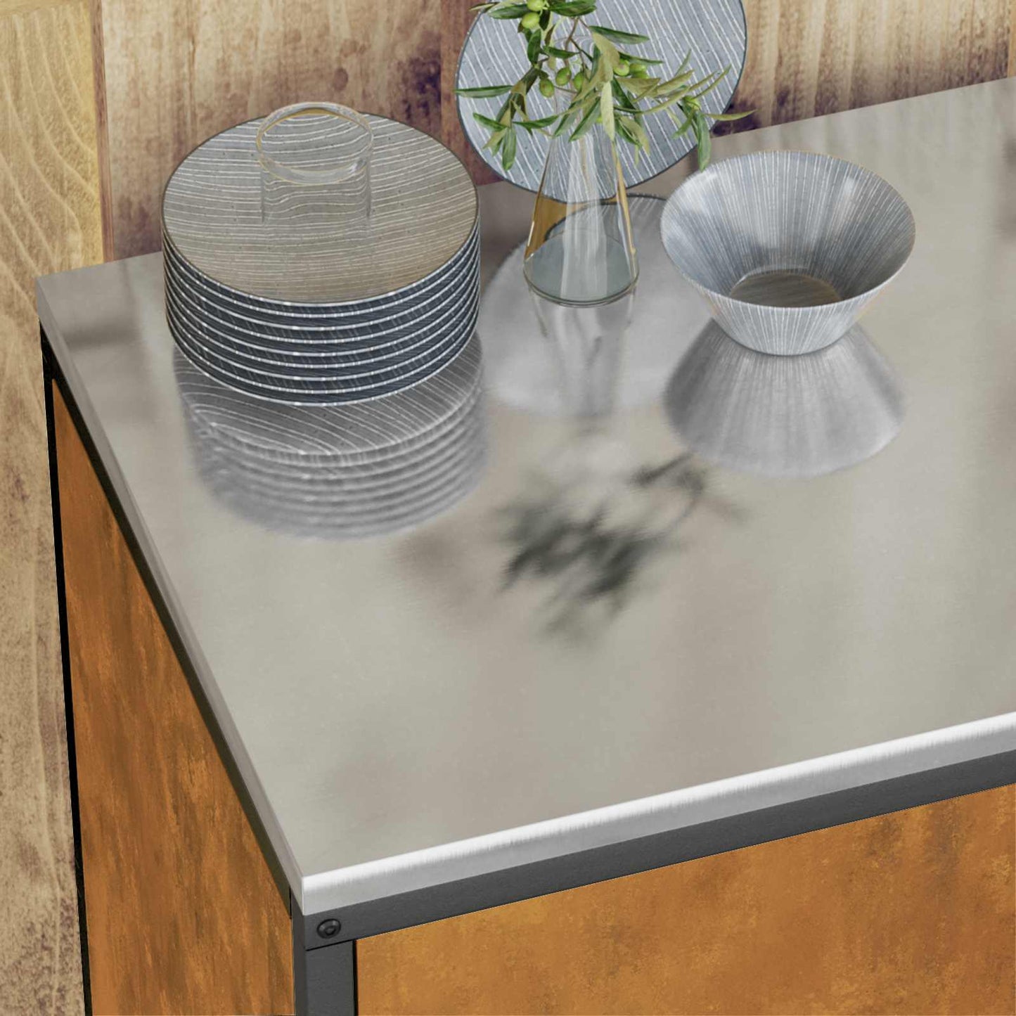 Kitchen Storage HATTEM Rusty 60 x 50 x 92 cm Steel