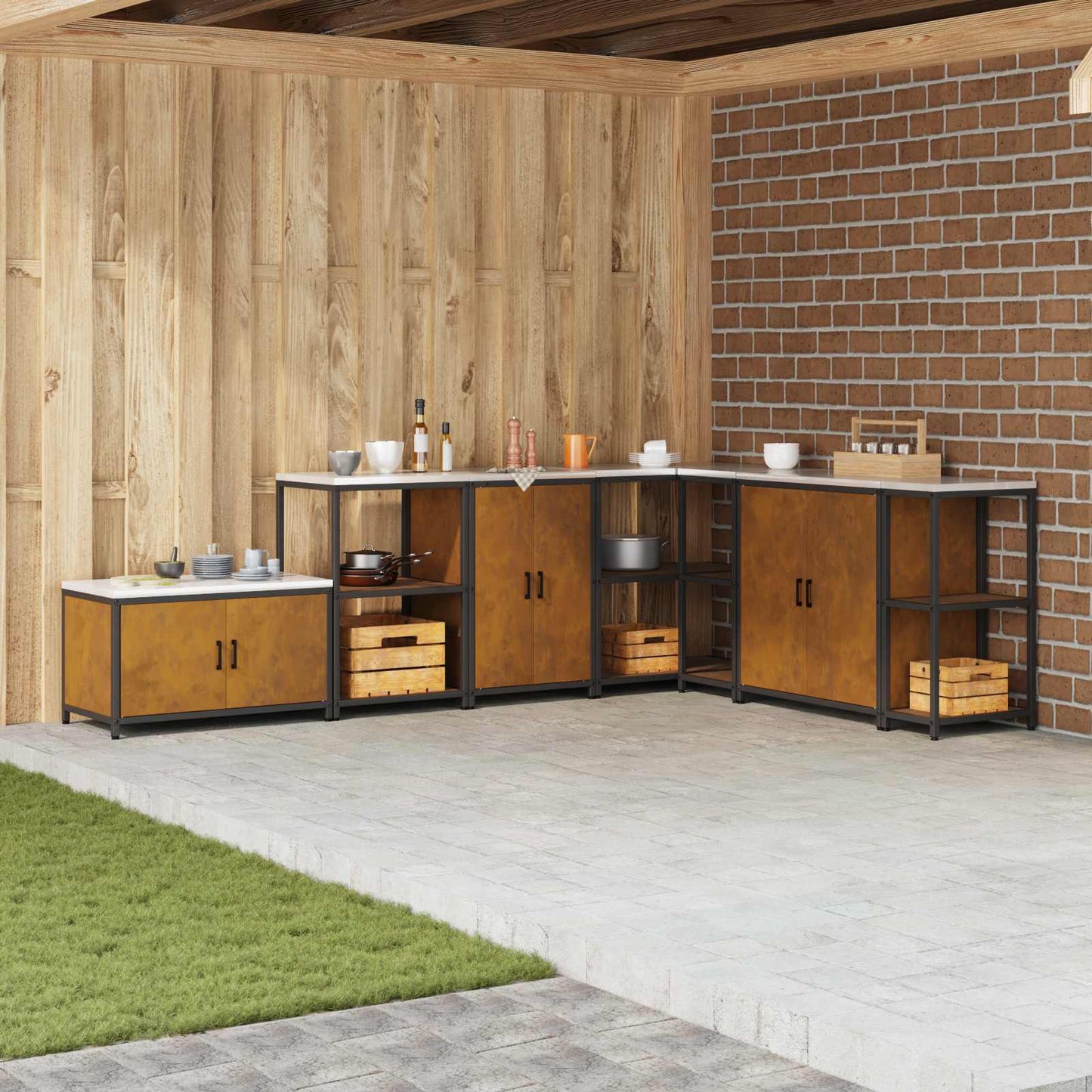 Kitchen Storage HATTEM Rusty 60 x 50 x 92 cm Steel