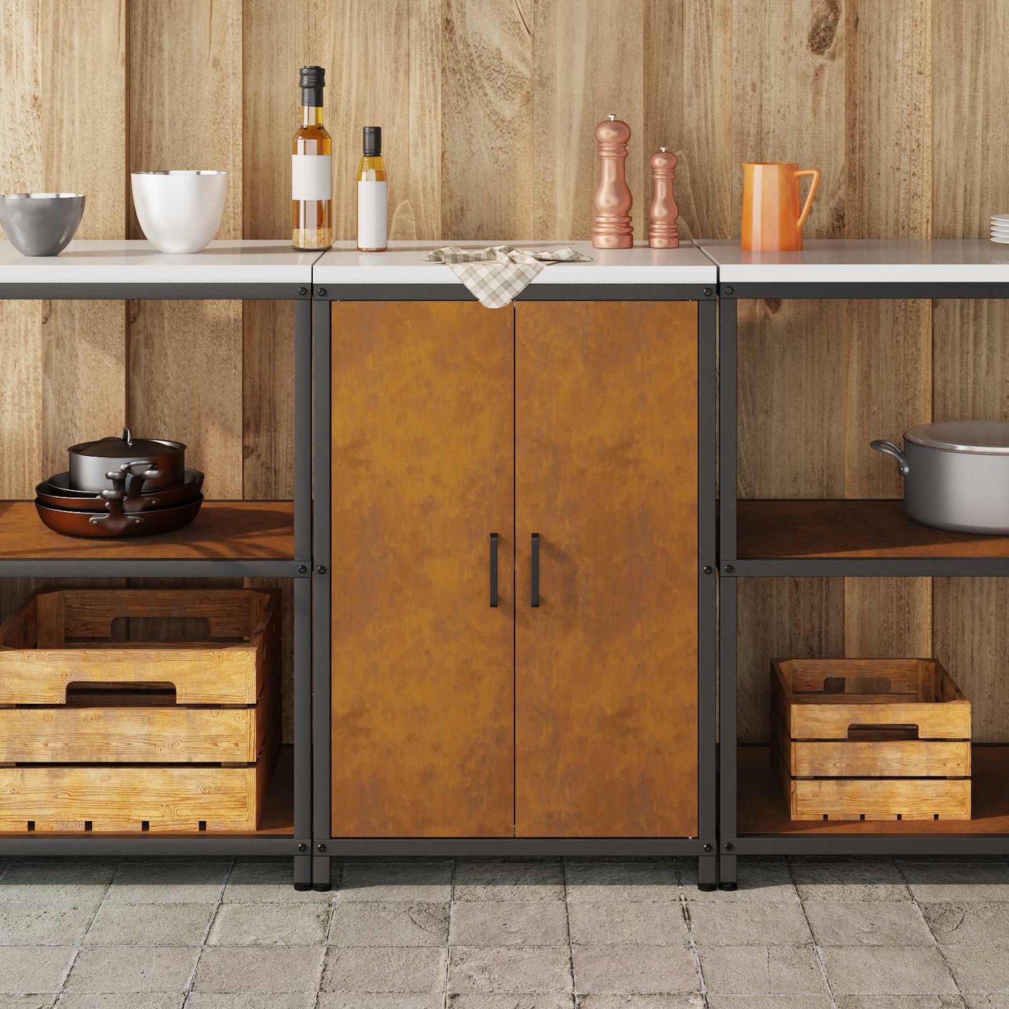 Kitchen Storage HATTEM Rusty 60 x 50 x 92 cm Steel
