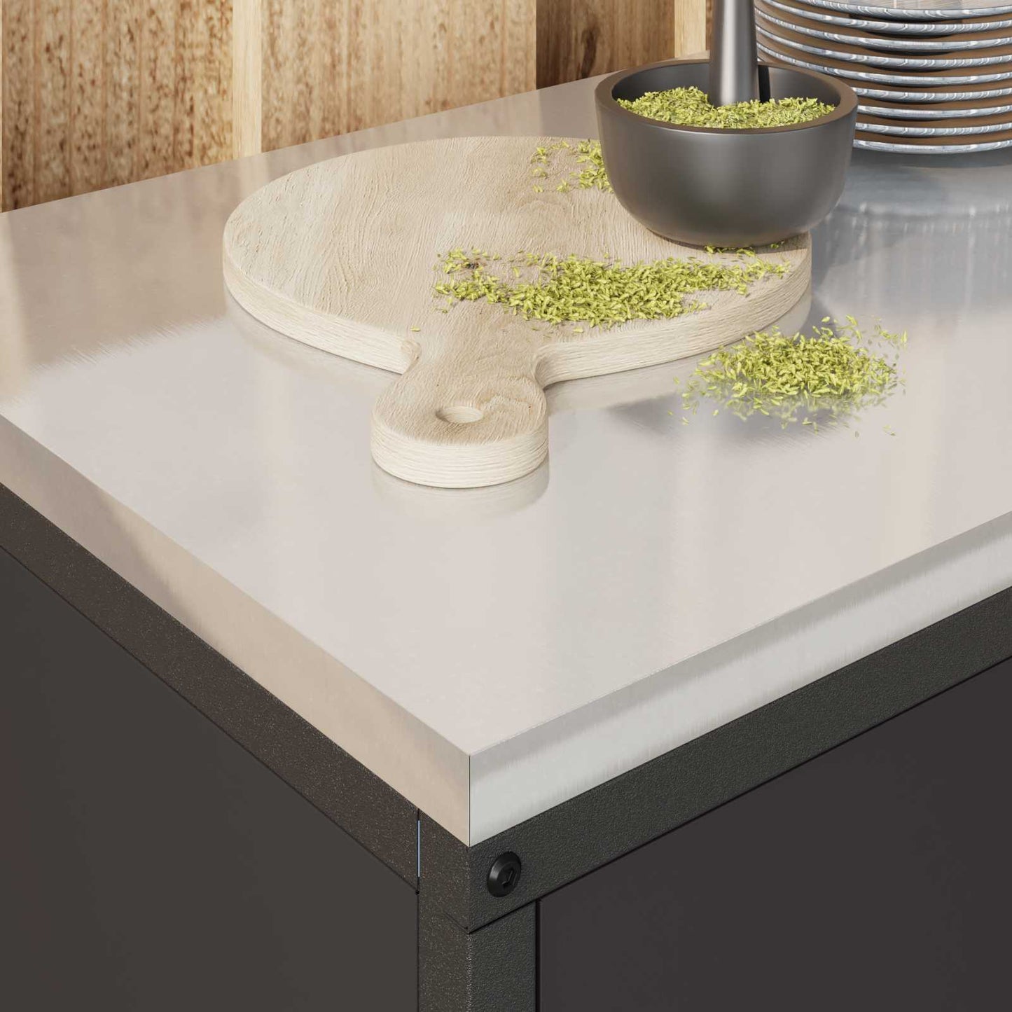 Kitchen Storage with Shelf Black 90 x 50 x 53 cm Steel