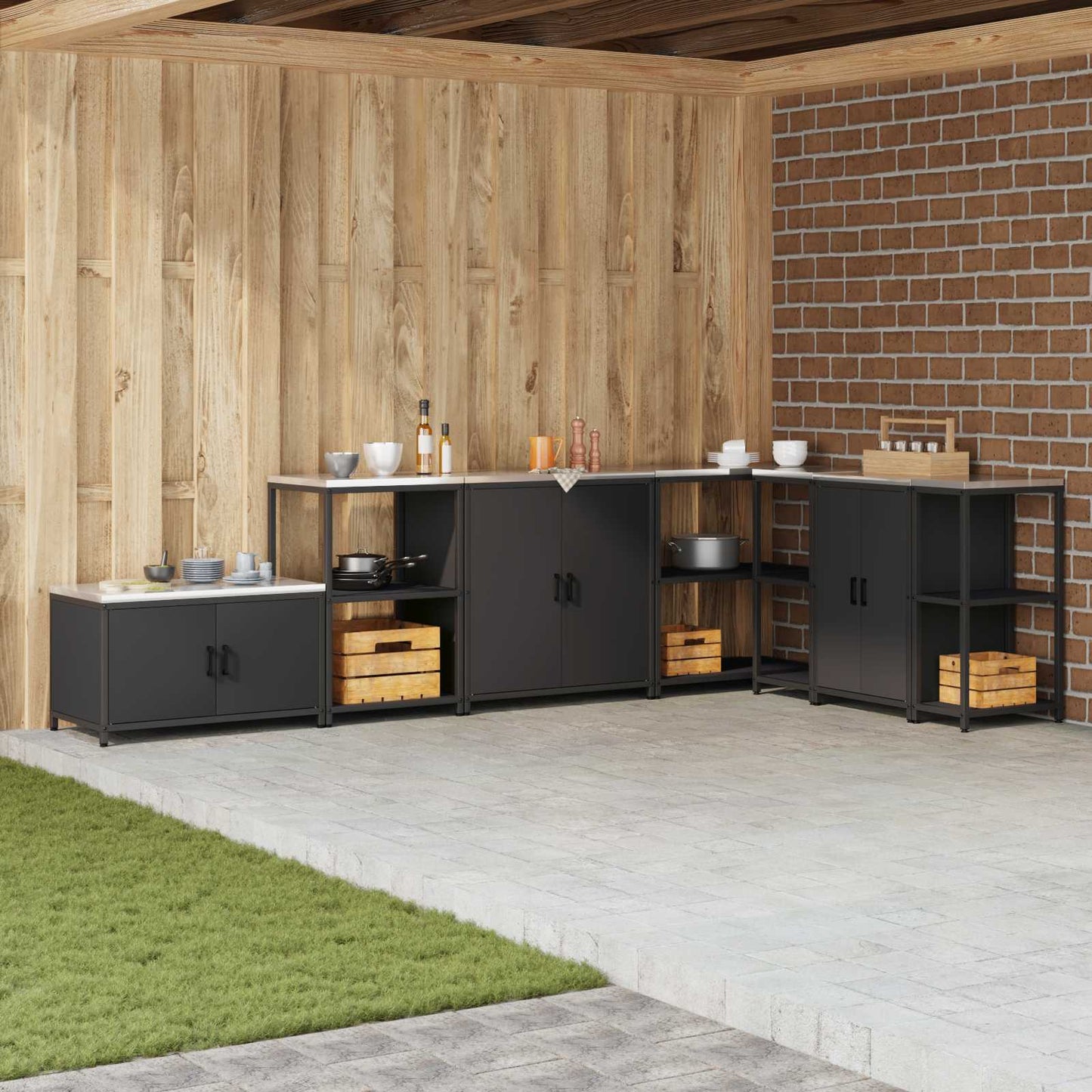 Kitchen Storage with Shelf Black 90 x 50 x 53 cm Steel