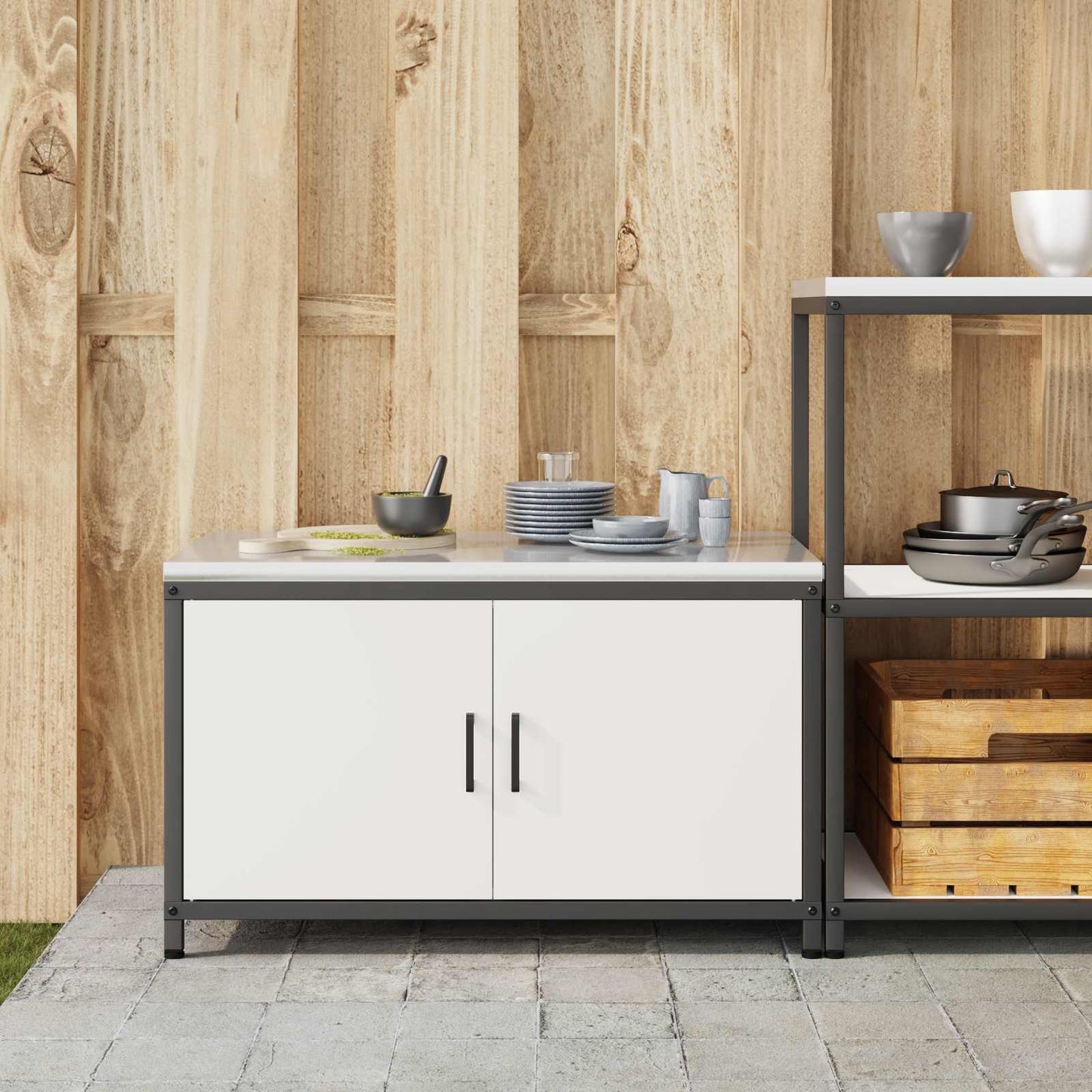 Kitchen Storage HATTEM White 90 x 50 x 53 cm Steel