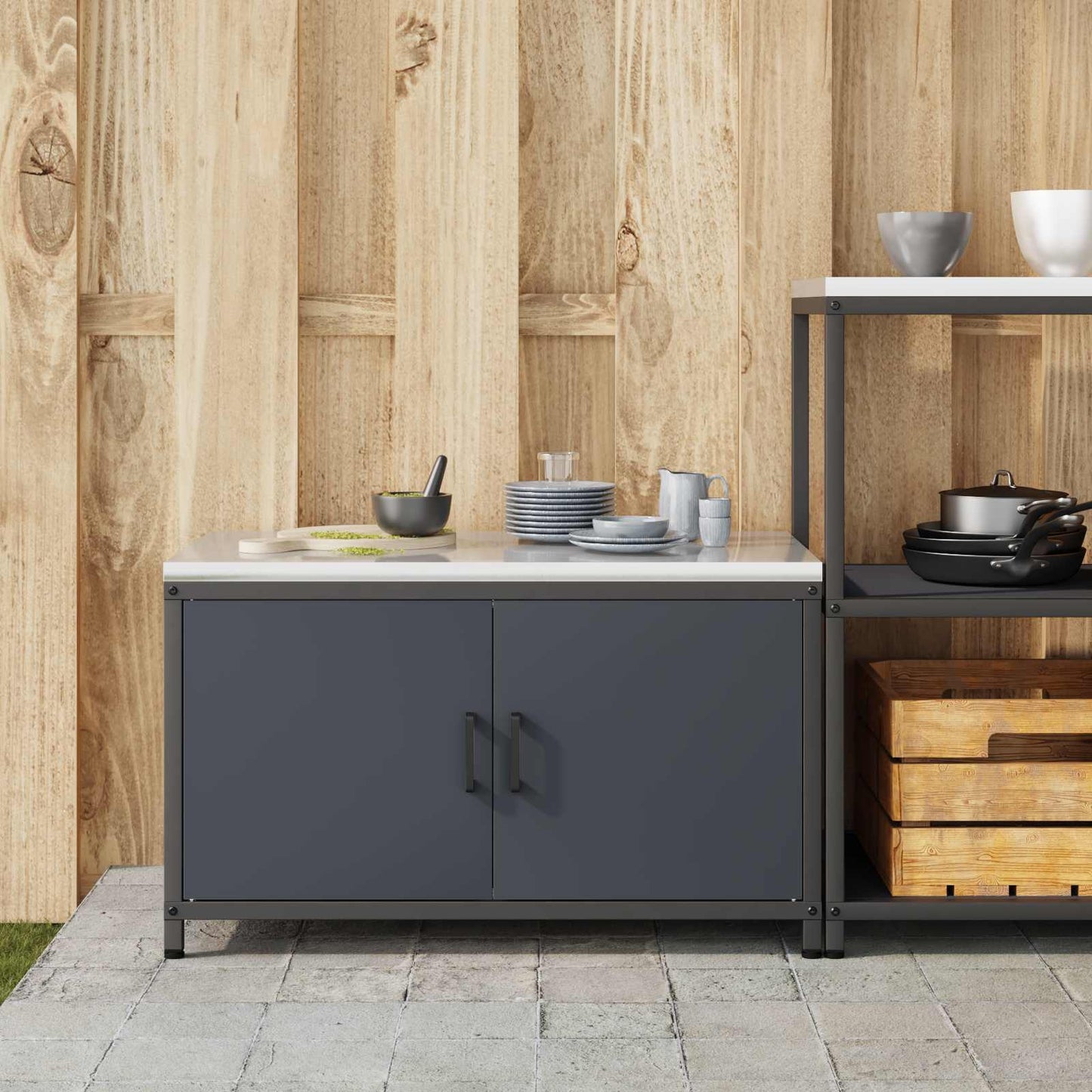 Kitchen Storage HATTEM Anthracite 90 x 50 x 53 cm Steel
