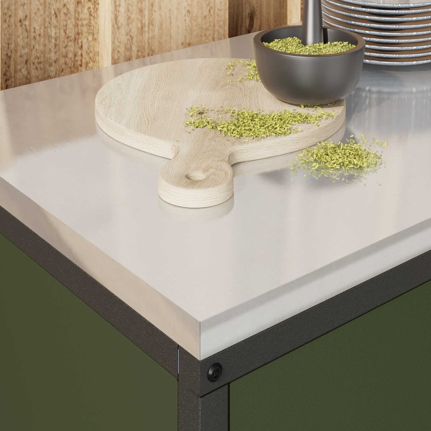 Kitchen Storage with Shelf Olive Green 90 x 50 x 53 cm Steel