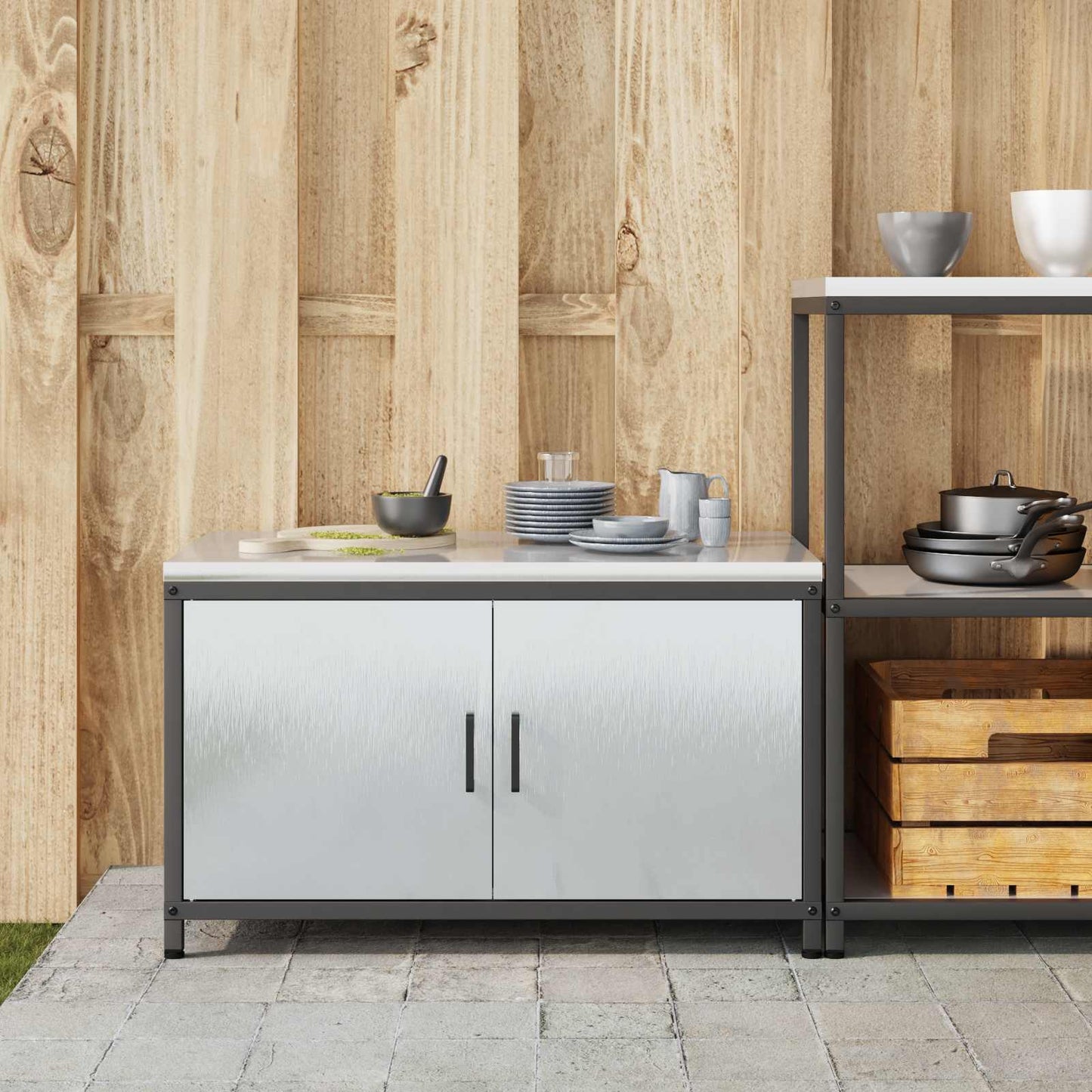 Kitchen Storage HATTEM Silver 90 x 50 x 53 cm Steel