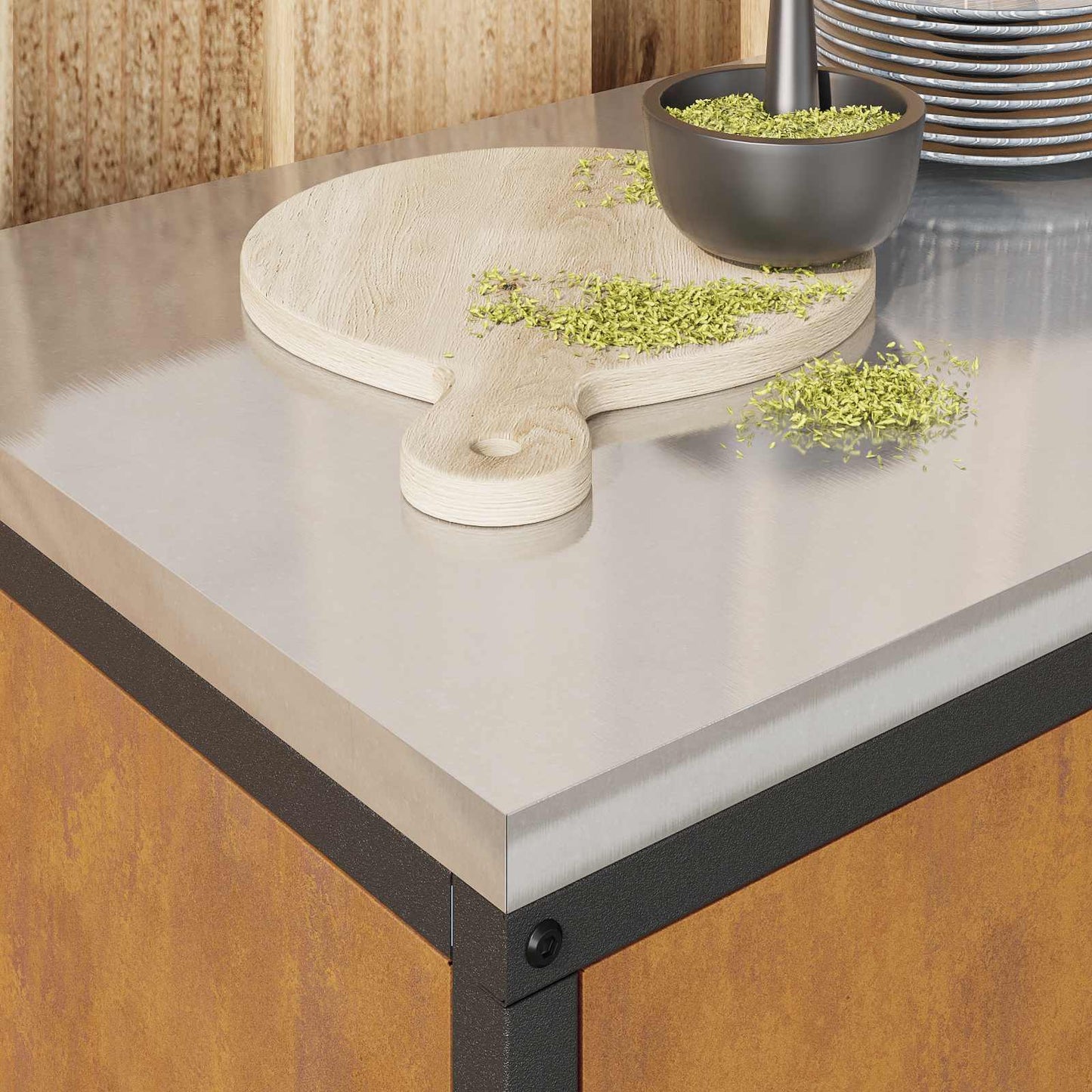 Kitchen Storage HATTEM Rusty 90 x 50 x 53 cm Steel