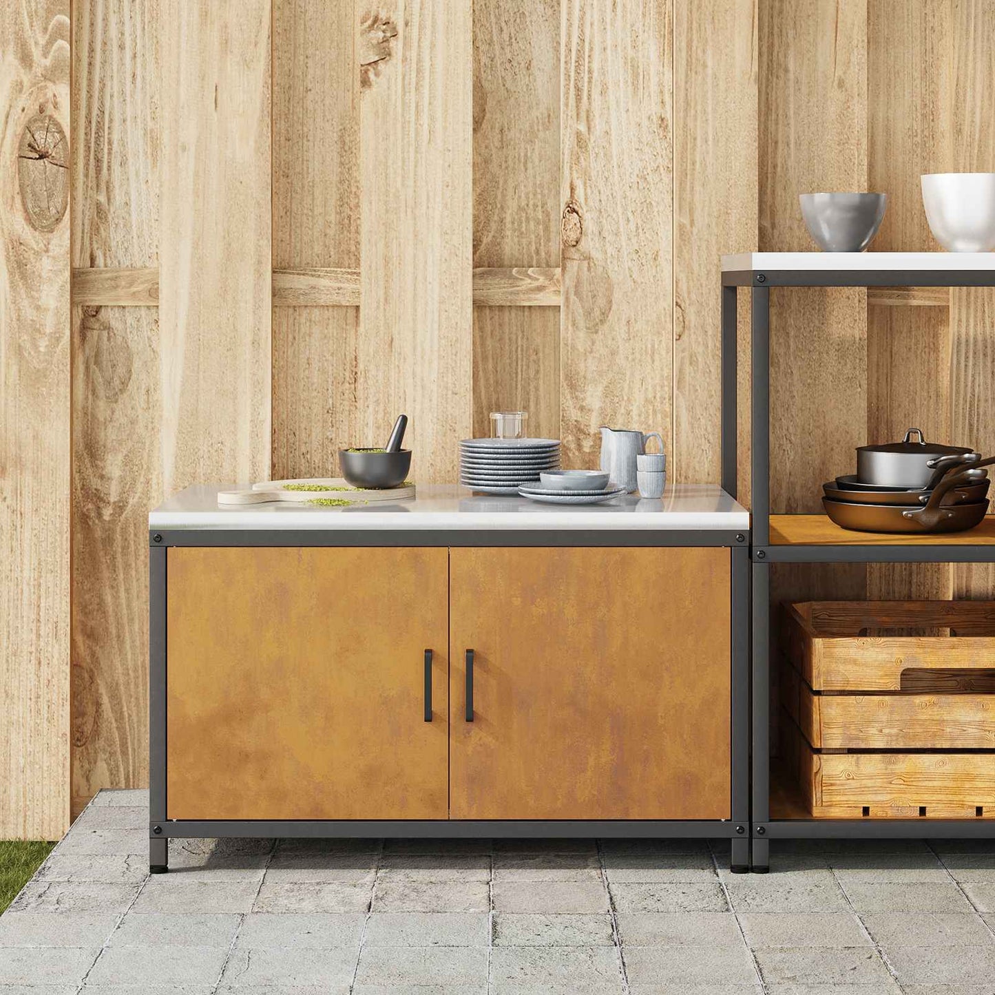 Kitchen Storage HATTEM Rusty 90 x 50 x 53 cm Steel