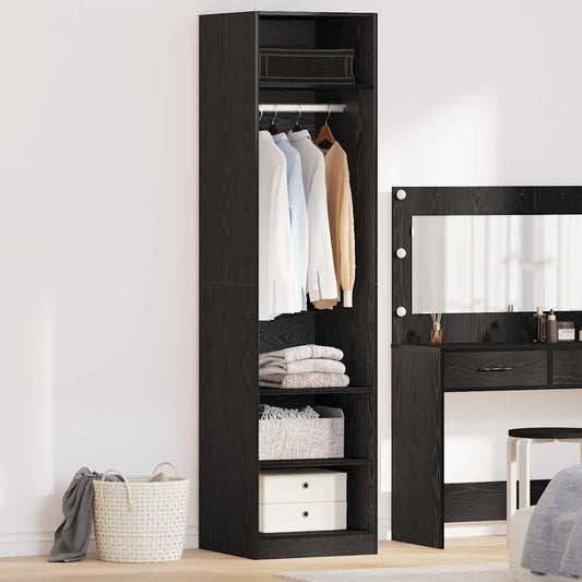 Wardrobe with Shelf Black Oak 50 x 50 x 200 cm Engineered Wood