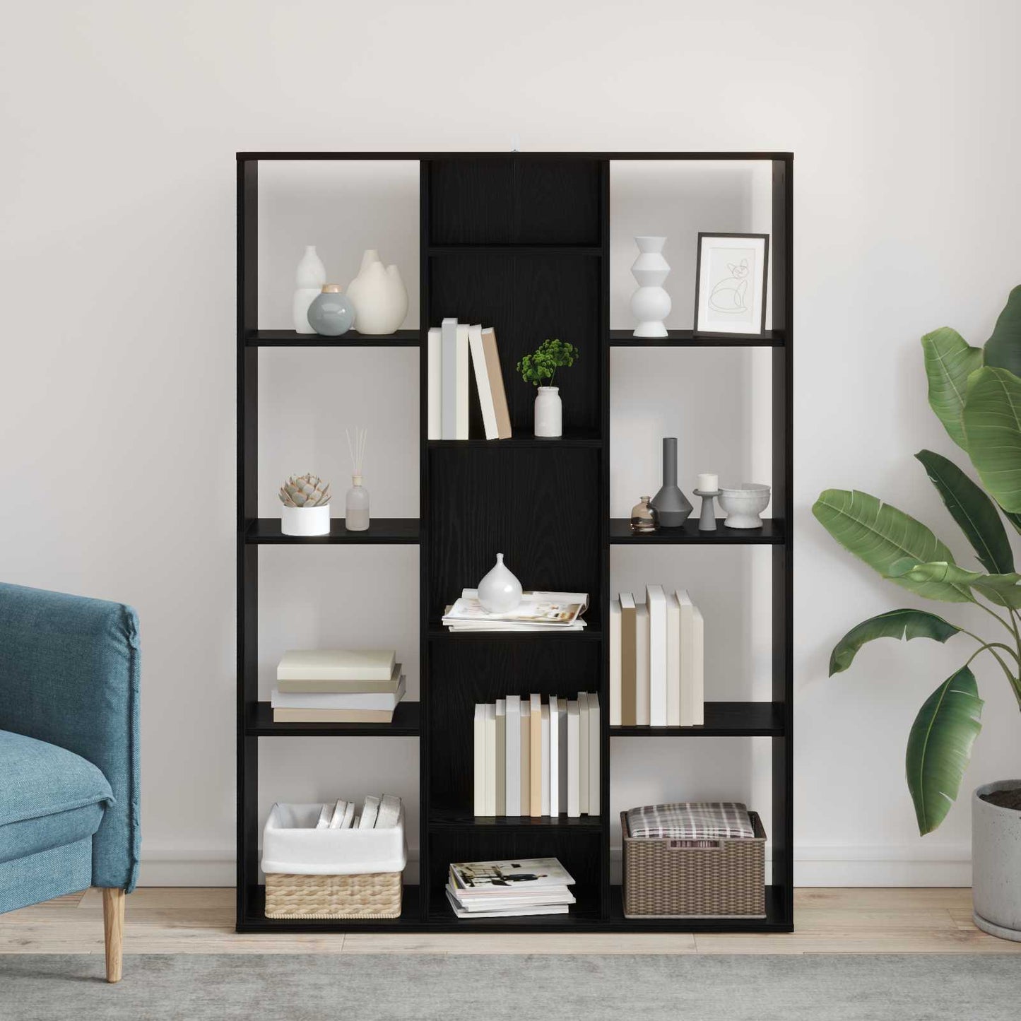 Room Divider Black Oak 100 x 24 x 140 cm Engineered Wood