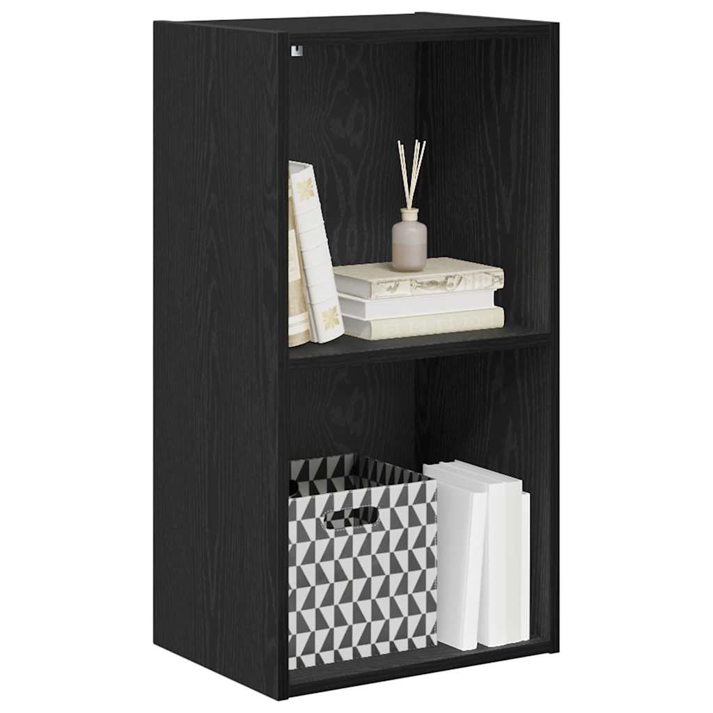 Bookshelf 2-Tier 40 x 30 x 77 cm Engineered Wood Black Oak