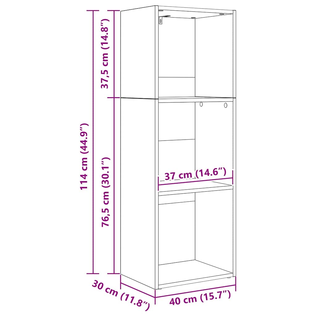 Bookshelf Black Oak 40 x 30 x 114 cm Engineered Wood