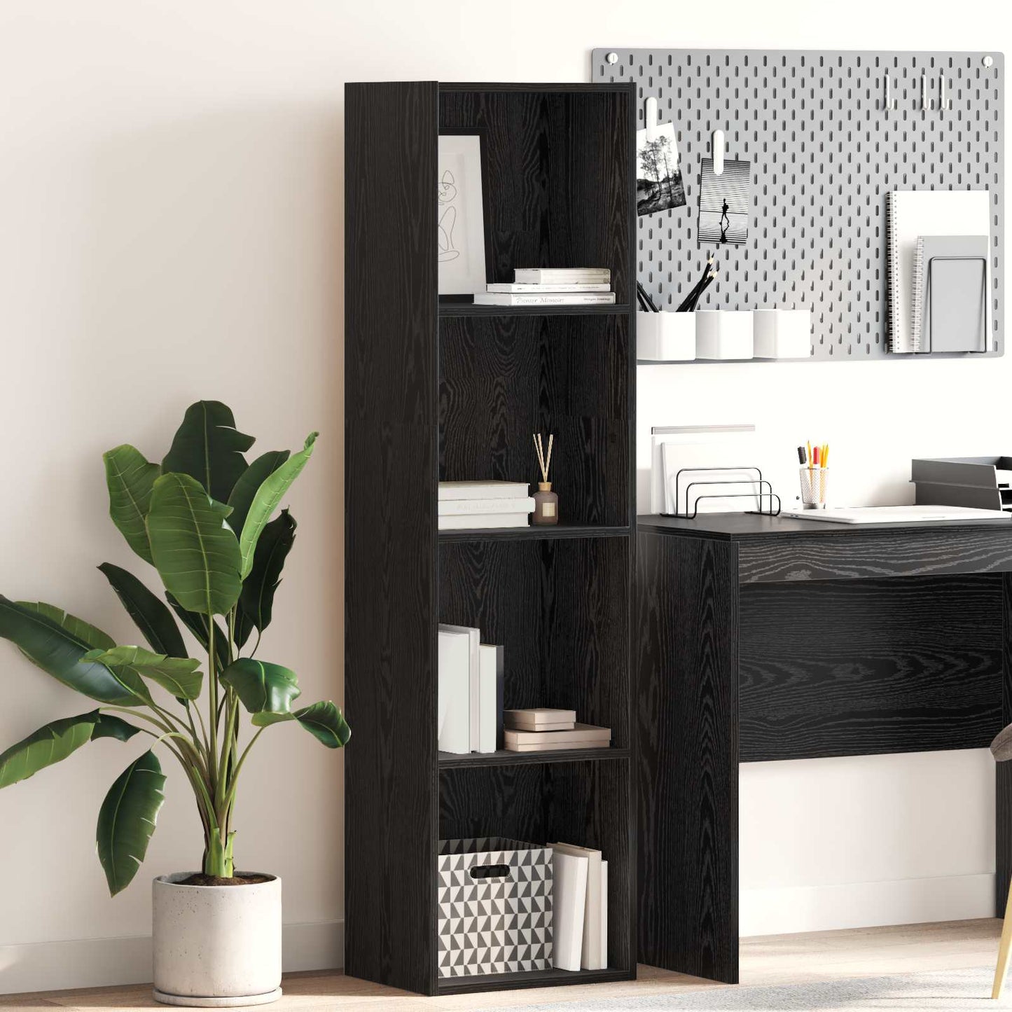 Bookshelf 4-Tier 40 x 30 x 152 cm Engineered Wood Black Oak