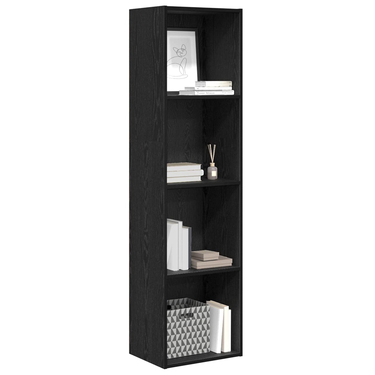 Bookshelf 4-Tier 40 x 30 x 152 cm Engineered Wood Black Oak