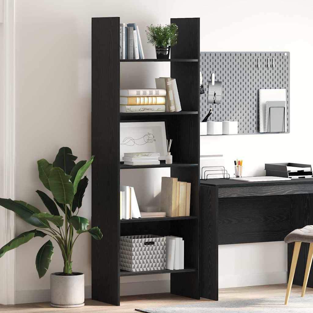Book Cabinet Black Oak 60 x 35 x 180 cm Engineered Wood