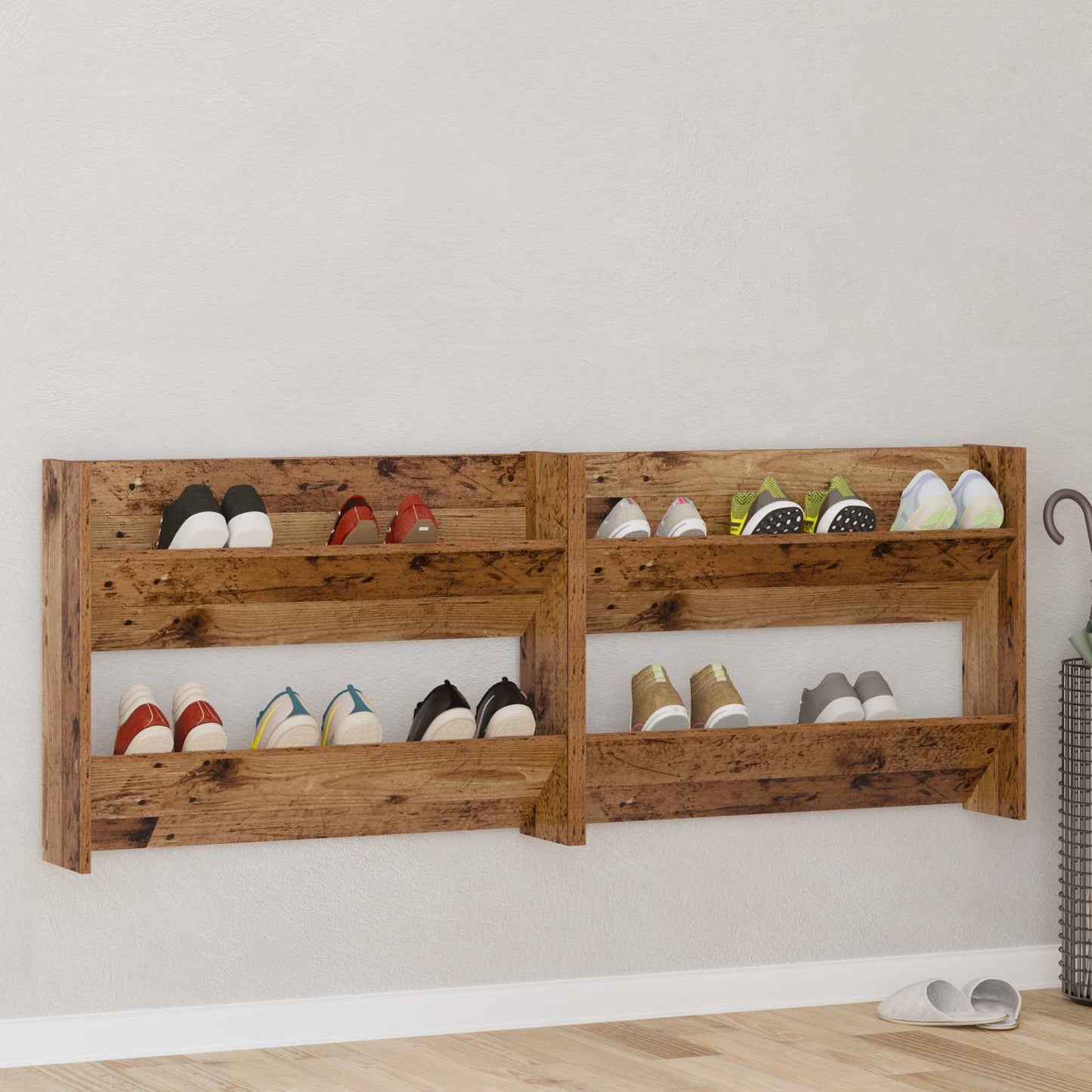Shoe Cabinet 2 pcs Old wood 80 x 18 x 60 cm Engineered Wood