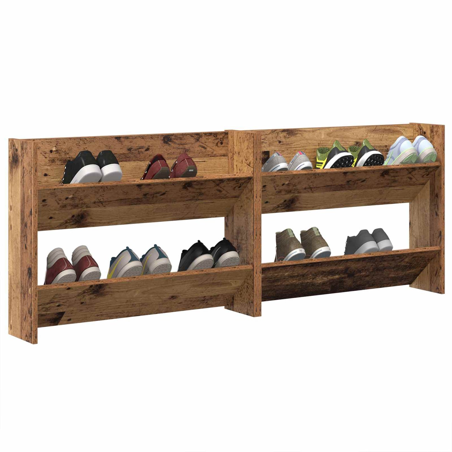 Shoe Cabinet 2 pcs Old wood 80 x 18 x 60 cm Engineered Wood