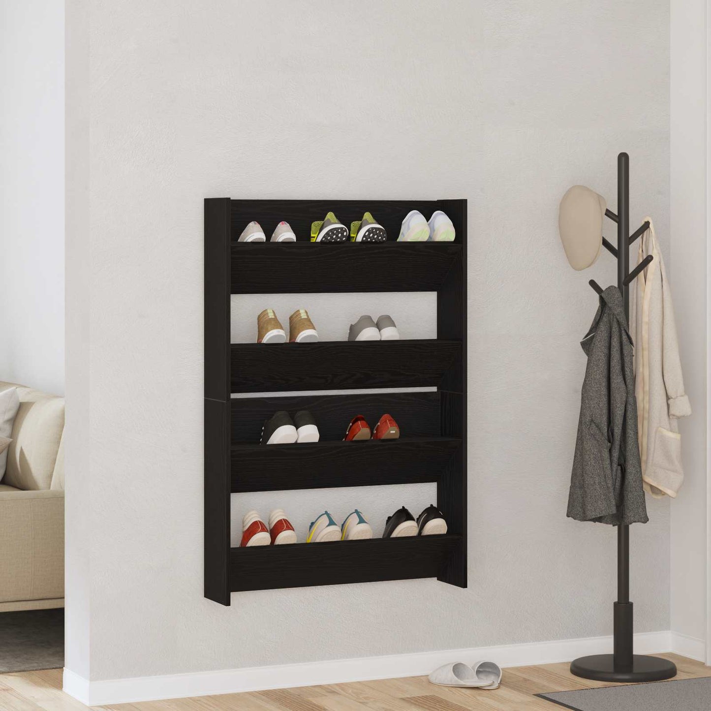 Shoe Cabinet 2 pcs Black Oak 83 x 18 x 60 cm Engineered Wood