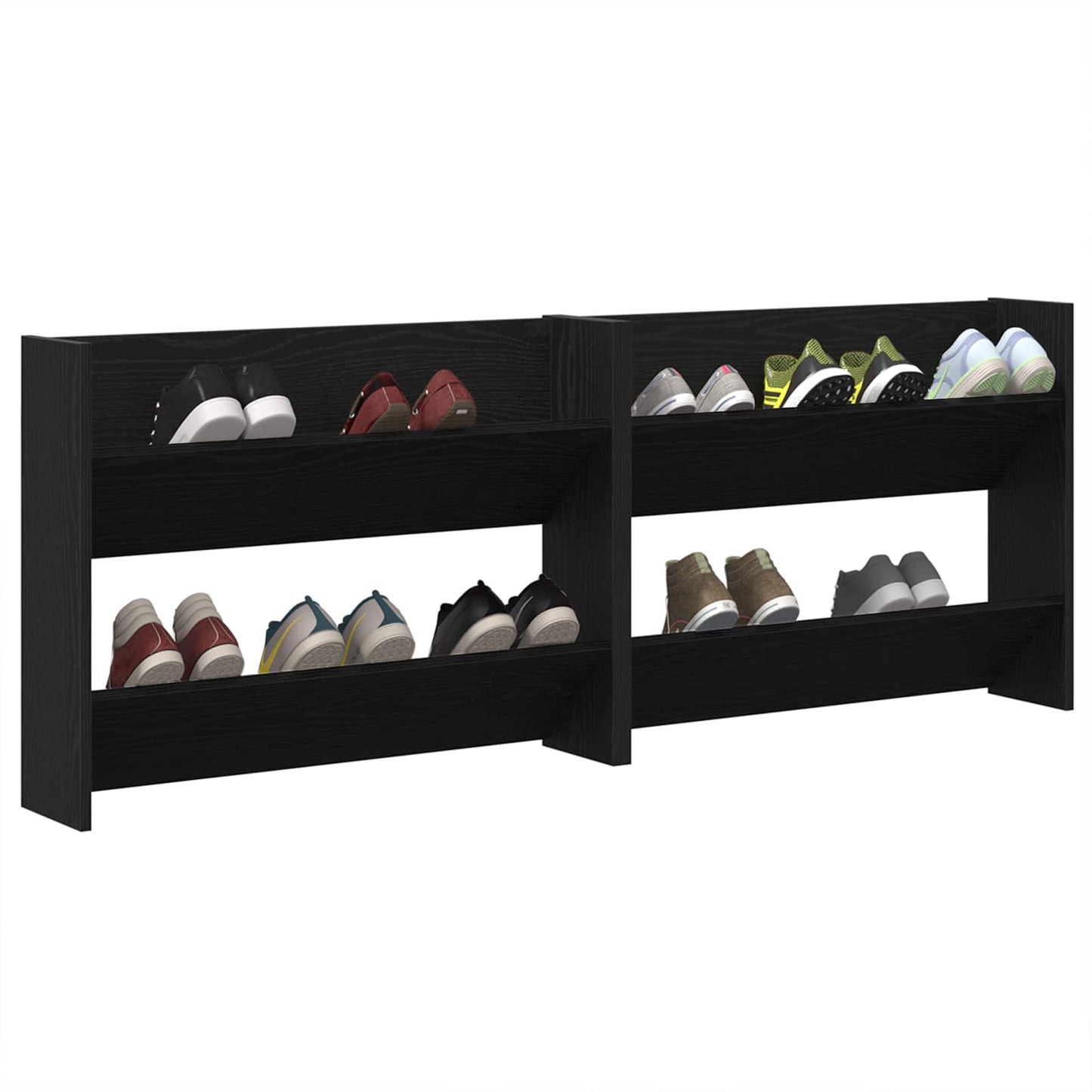 Shoe Cabinet 2 pcs Black Oak 83 x 18 x 60 cm Engineered Wood