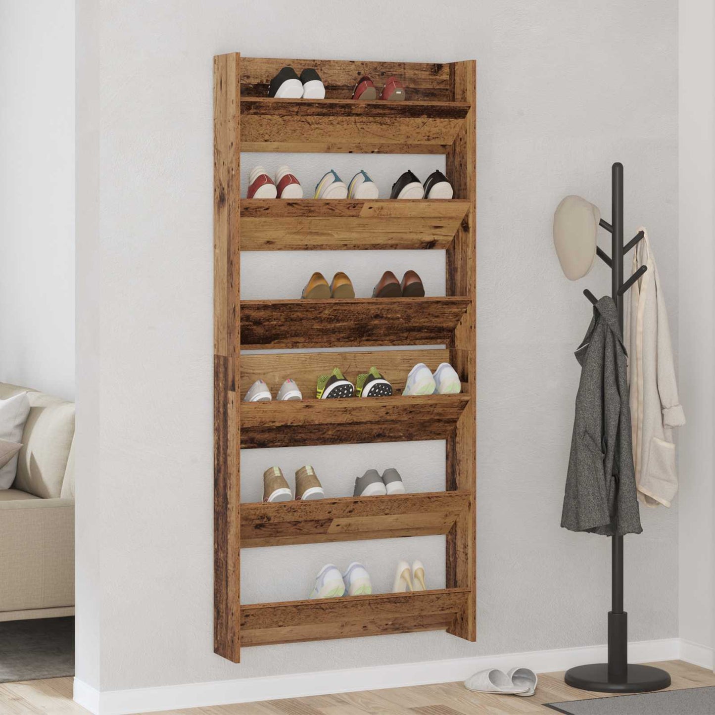 Shoe Cabinet 2 pcs Old wood 84 x 18 x 90 cm Engineered Wood