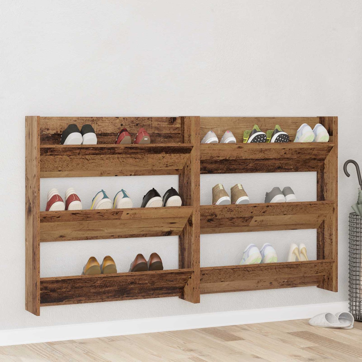 Shoe Cabinet 2 pcs Old wood 84 x 18 x 90 cm Engineered Wood