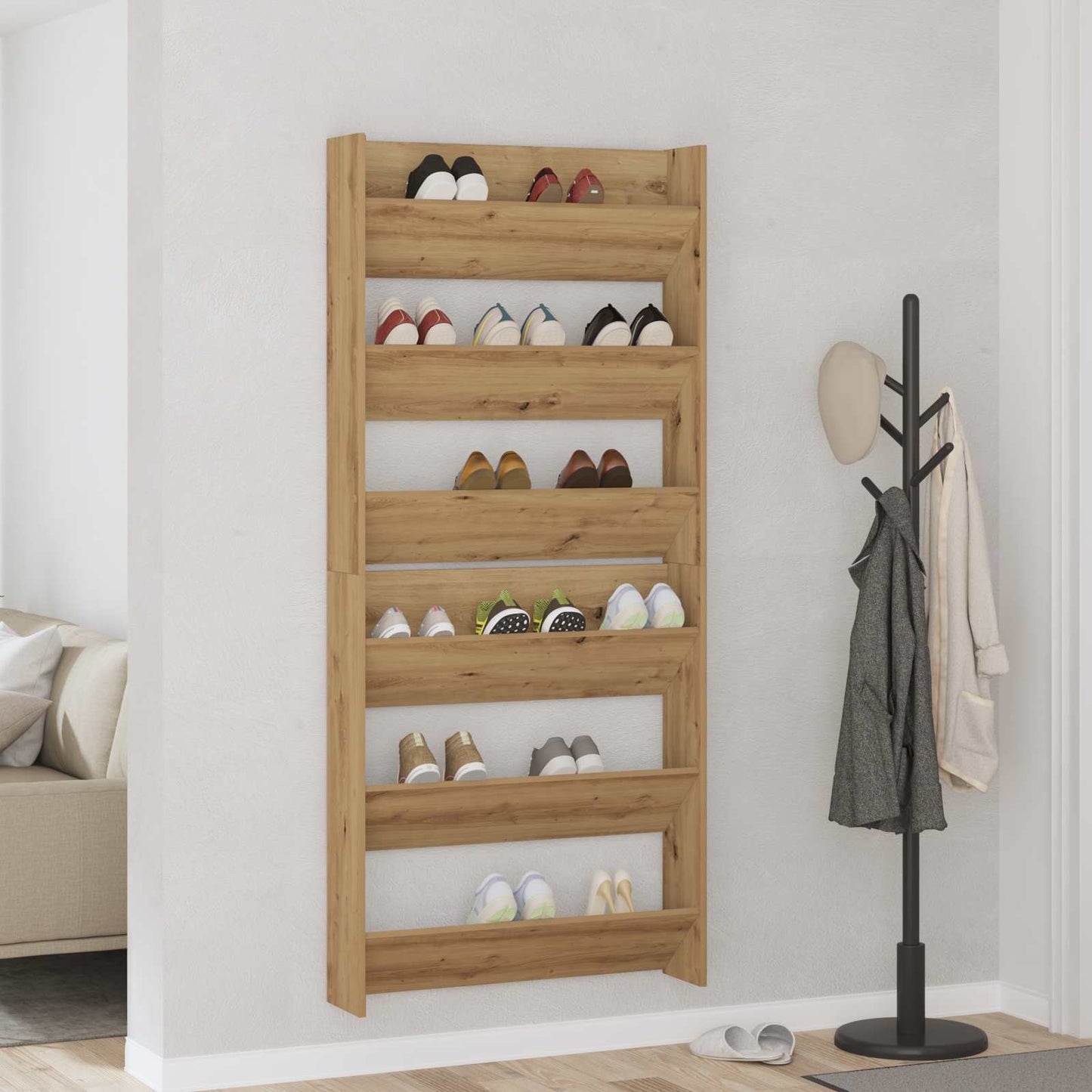 Shoe Cabinet 2 pcs Artisan Oak 85 x 18 x 90 cm Engineered Wood
