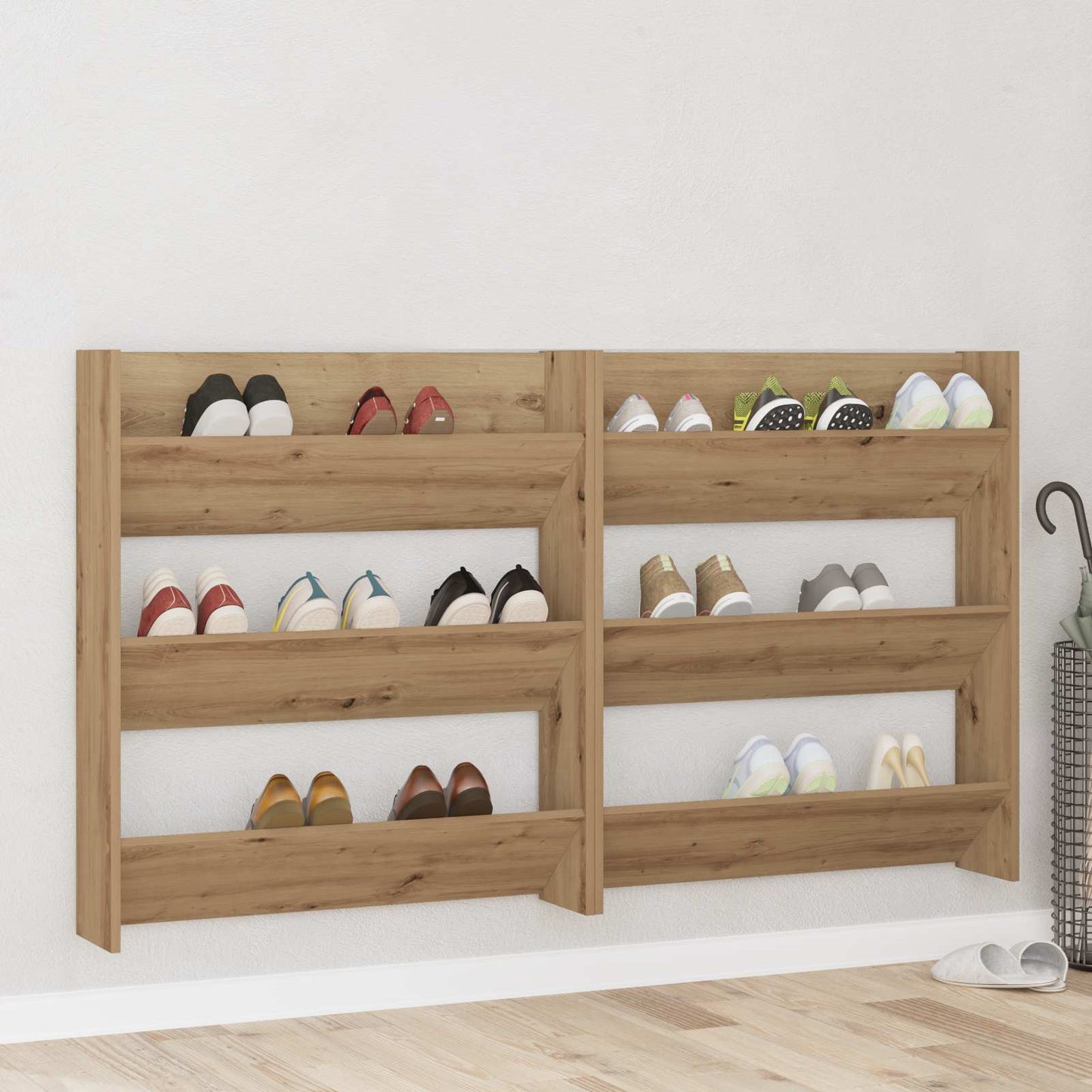 Shoe Cabinet 2 pcs Artisan Oak 85 x 18 x 90 cm Engineered Wood
