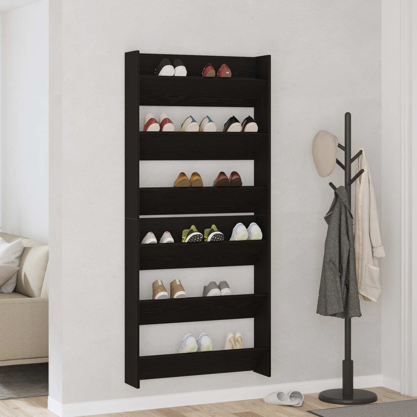 Shoe Cabinet 2 pcs Black Oak 86 x 18 x 90 cm Engineered Wood