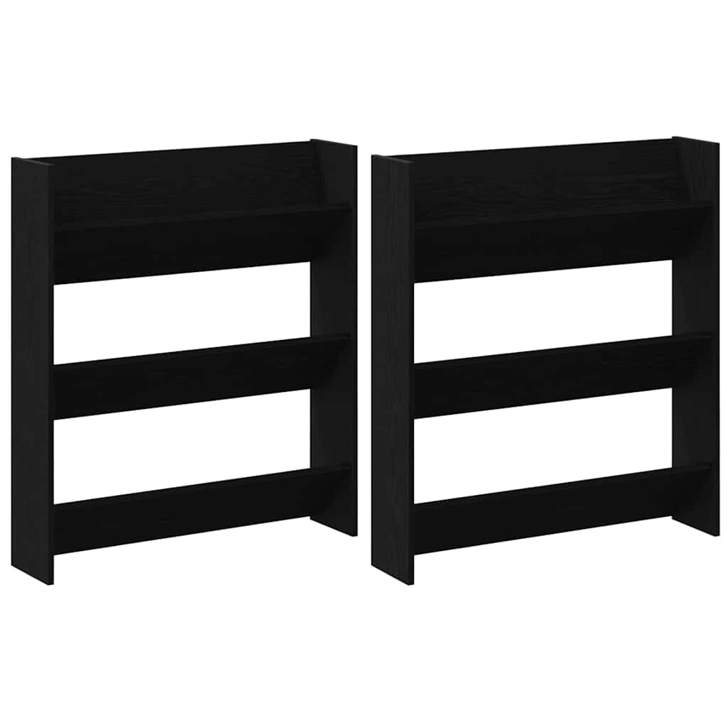 Shoe Cabinet 2 pcs Black Oak 86 x 18 x 90 cm Engineered Wood