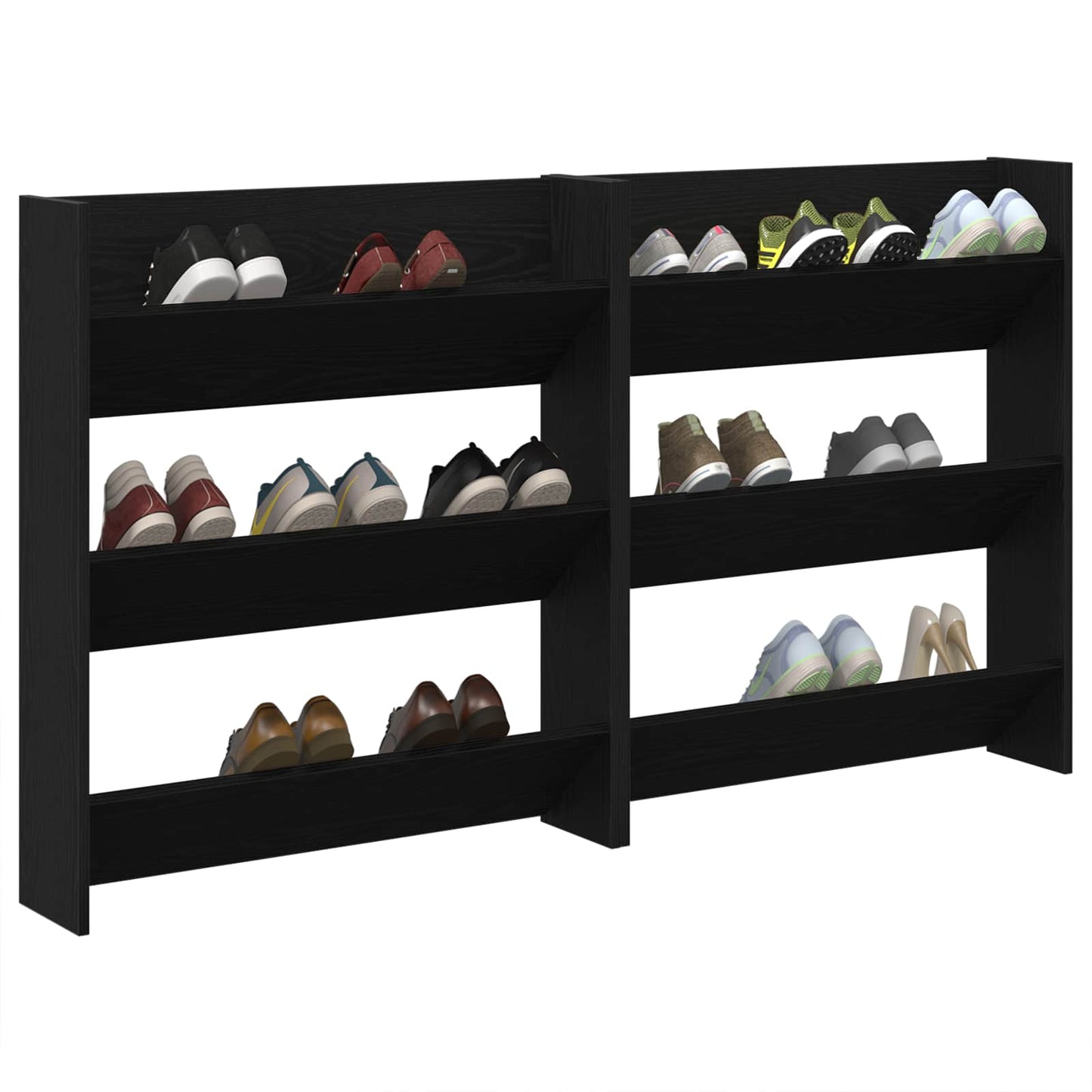 Shoe Cabinet 2 pcs Black Oak 86 x 18 x 90 cm Engineered Wood