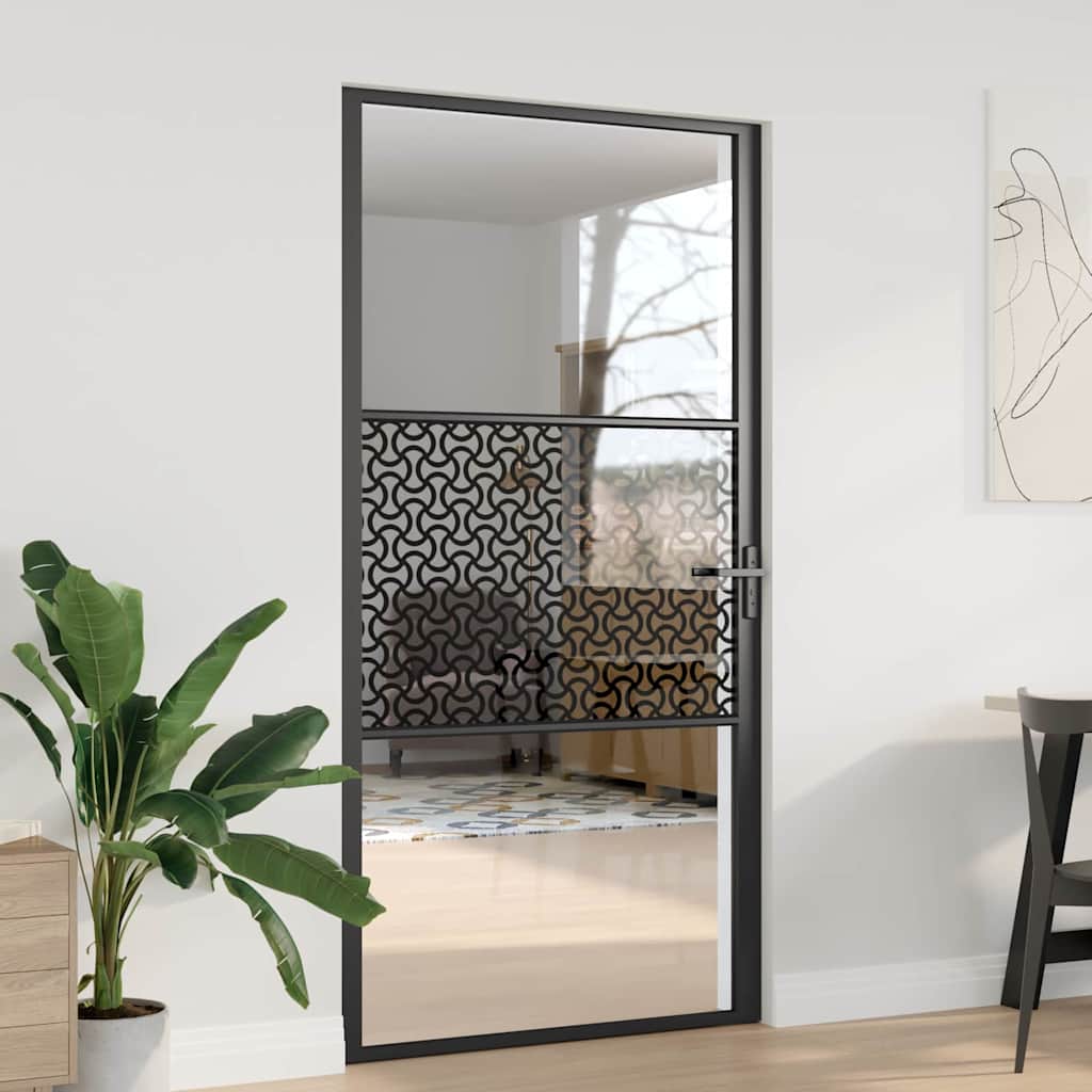 Glass Door Fretwork Black 102.5 x 3.5 x 201.5 cm Aluminium